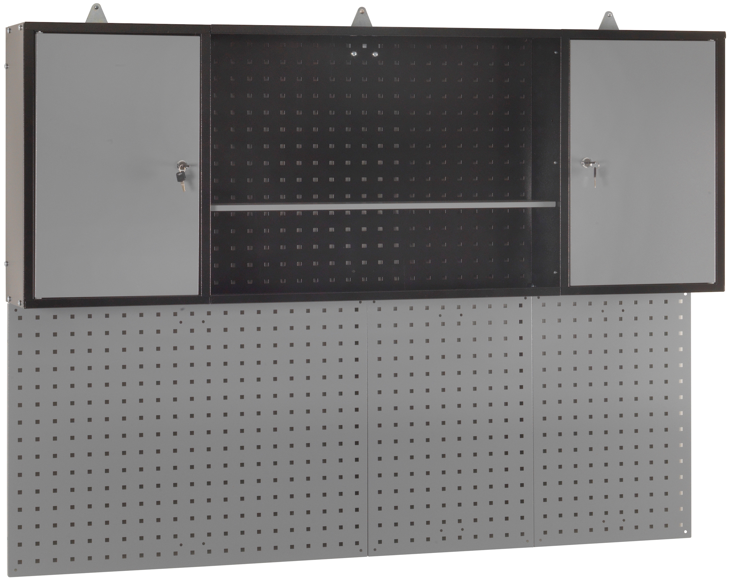 Profiwerk Werkbank »Werkstattset Kiel«, (Set, 3 tlg.), Breite 160 cm, abschließbar, höhenverstellbar, Hängeschrank & Lochwand