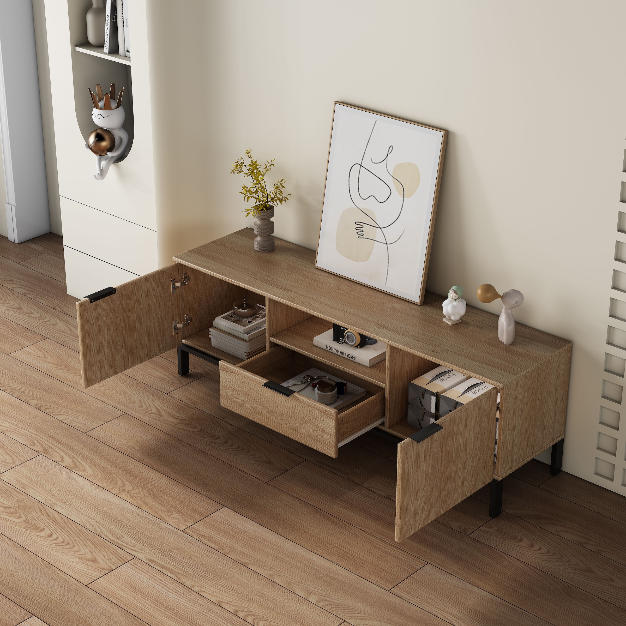 OTTO home TV-Board »Jorinde« Melaminoberfläche, flexibler Stauraum und robustes Metallgestell