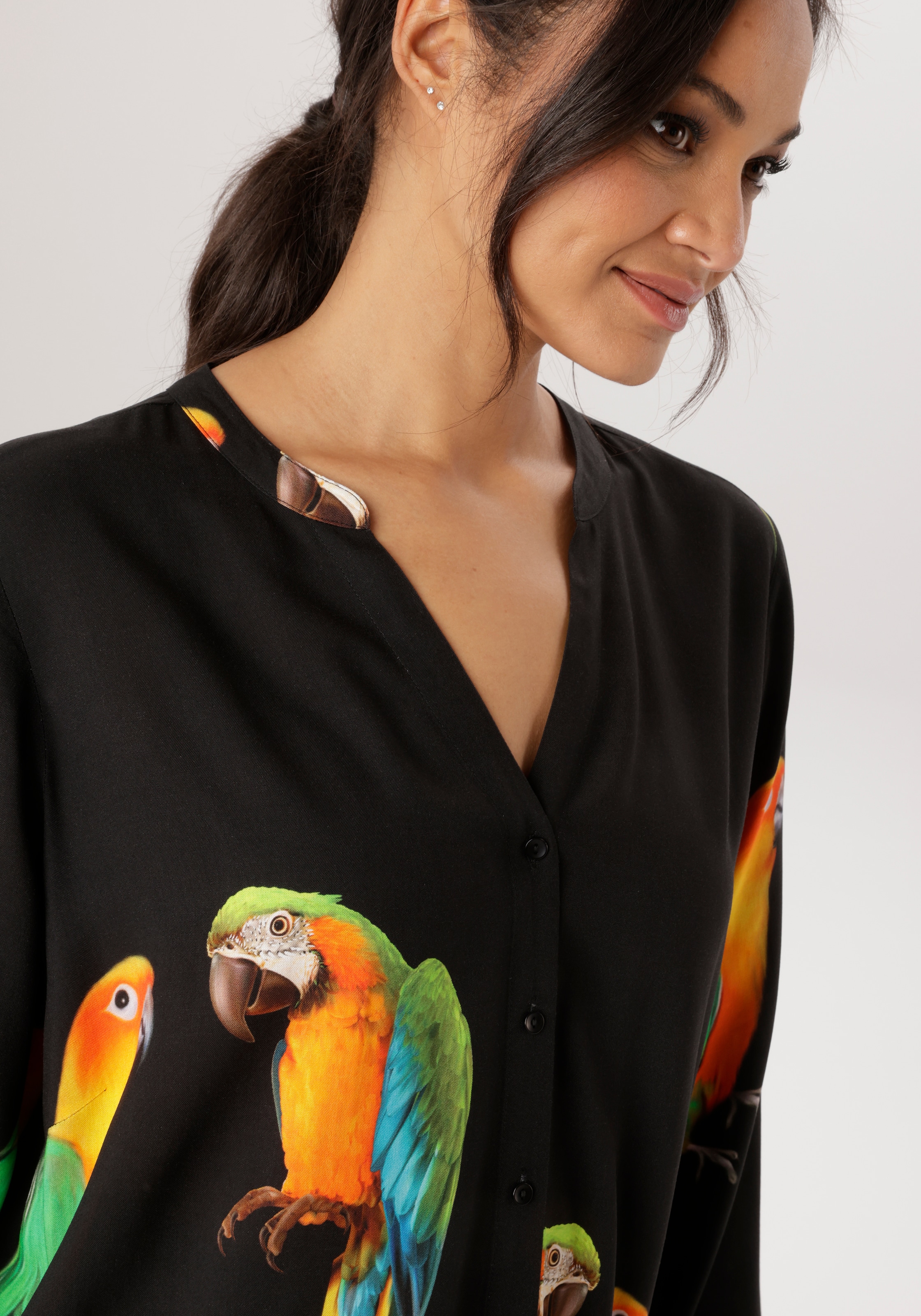 Aniston PLUS Longbluse Mit ausgefallenen Papgeien Druck - NEUE KOLLEKTION