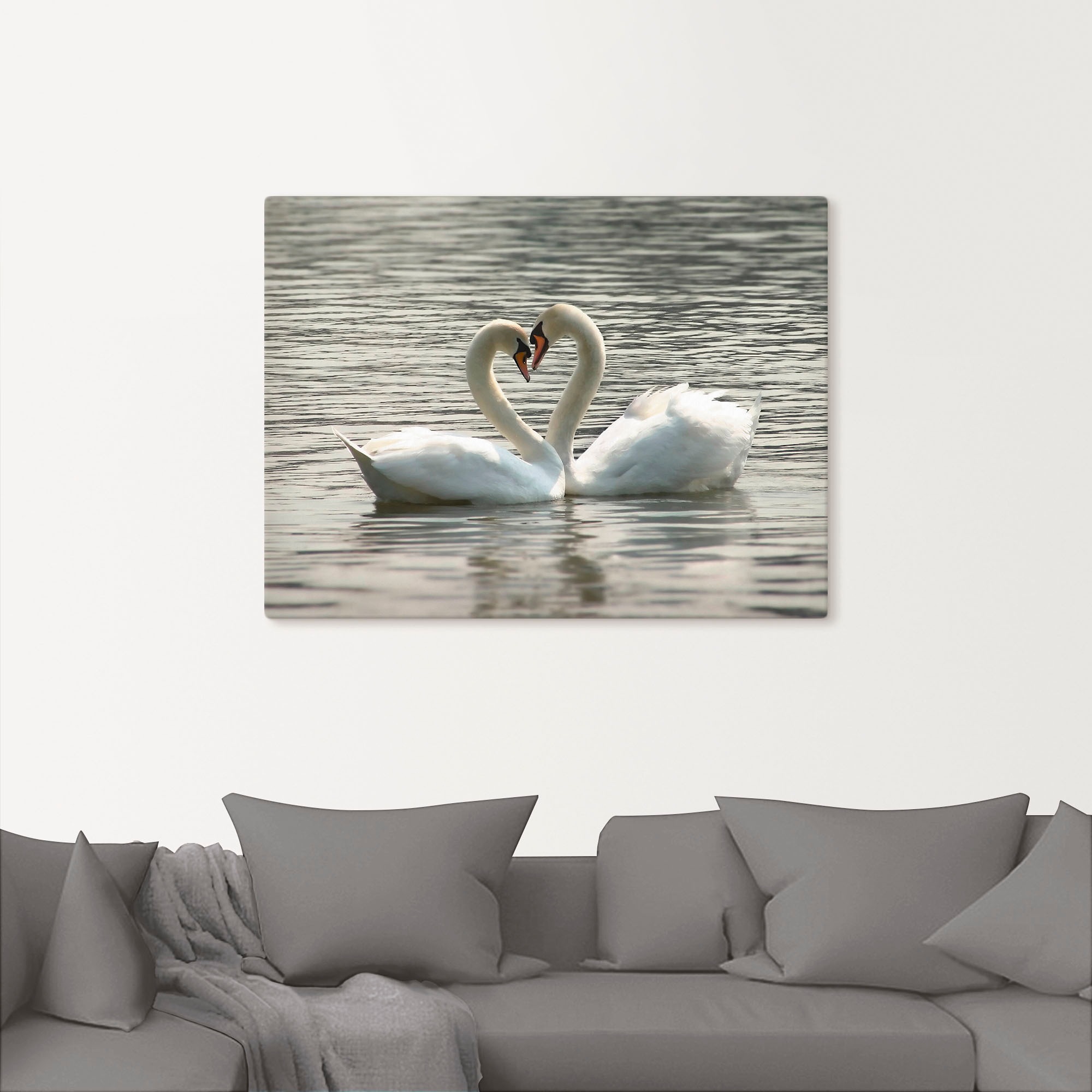 Artland Wandbild »Liebesspiel von Schwänen«, Vögel, (1 St.), als Leinwandbild, Wandaufkleber in verschied. Größen