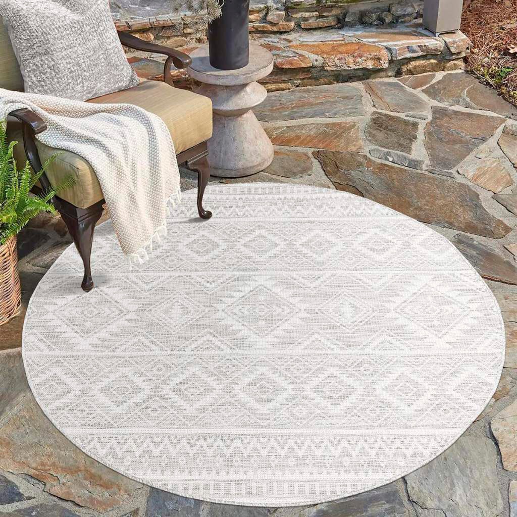 Carpet City Outdoorteppich »PALM3522« rund 5 mm Höhe Wetterfest & UV-bestän günstig online kaufen