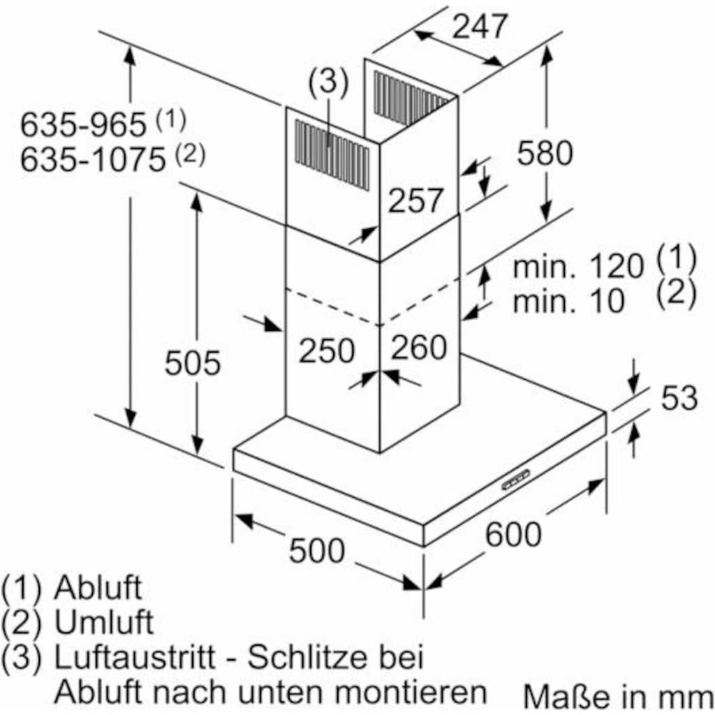 SIEMENS Wandhaube »LC64BBC50«, Serie iQ100