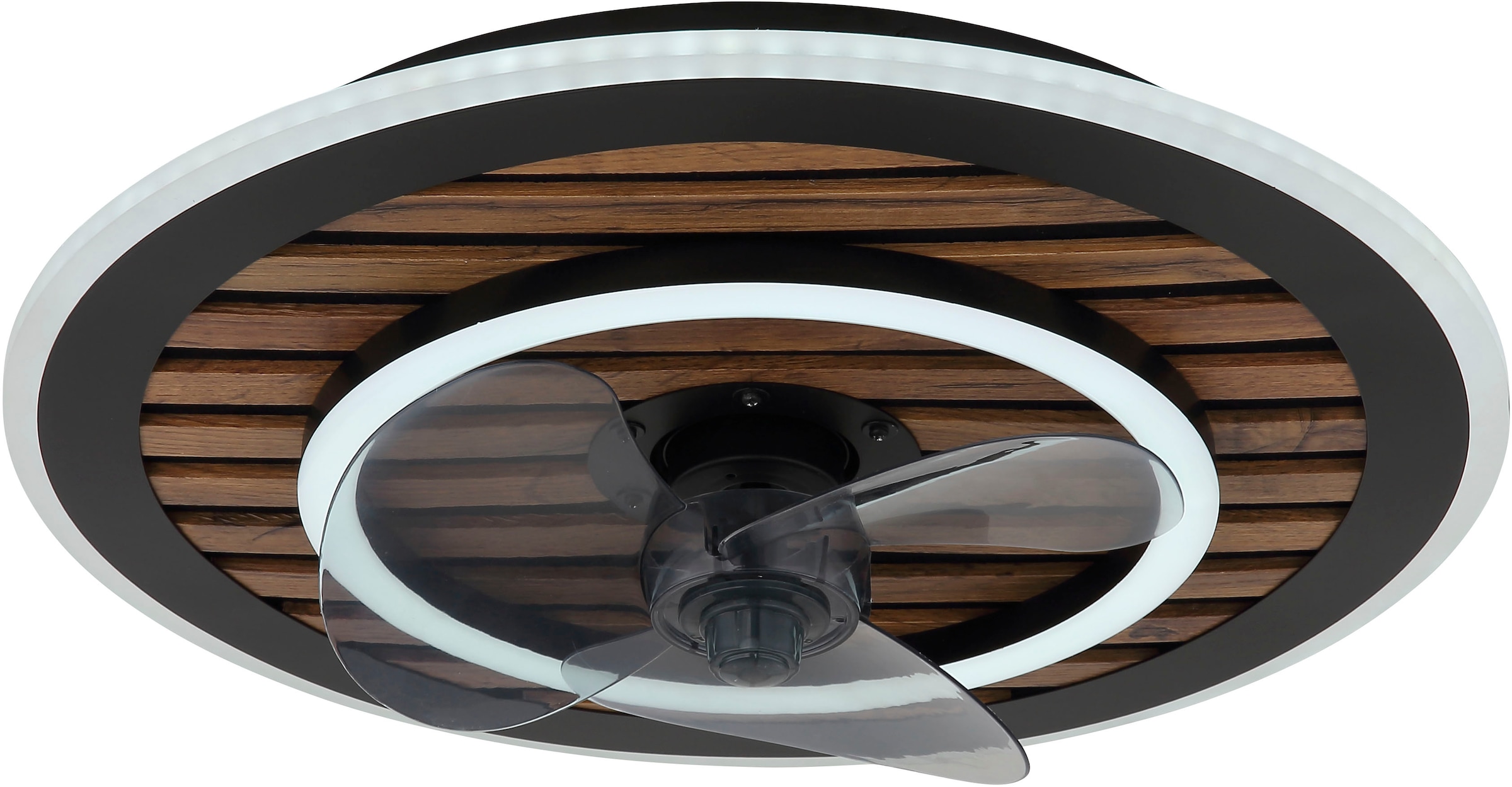 GLOBO LIGHTING Deckenleuchte »TREVINO« LED-Modul 1 Stk. warmweiß - kaltweiß Ventilator kühlen-heizen holzoptik rauchfarben CCT 2700-6000K elegant