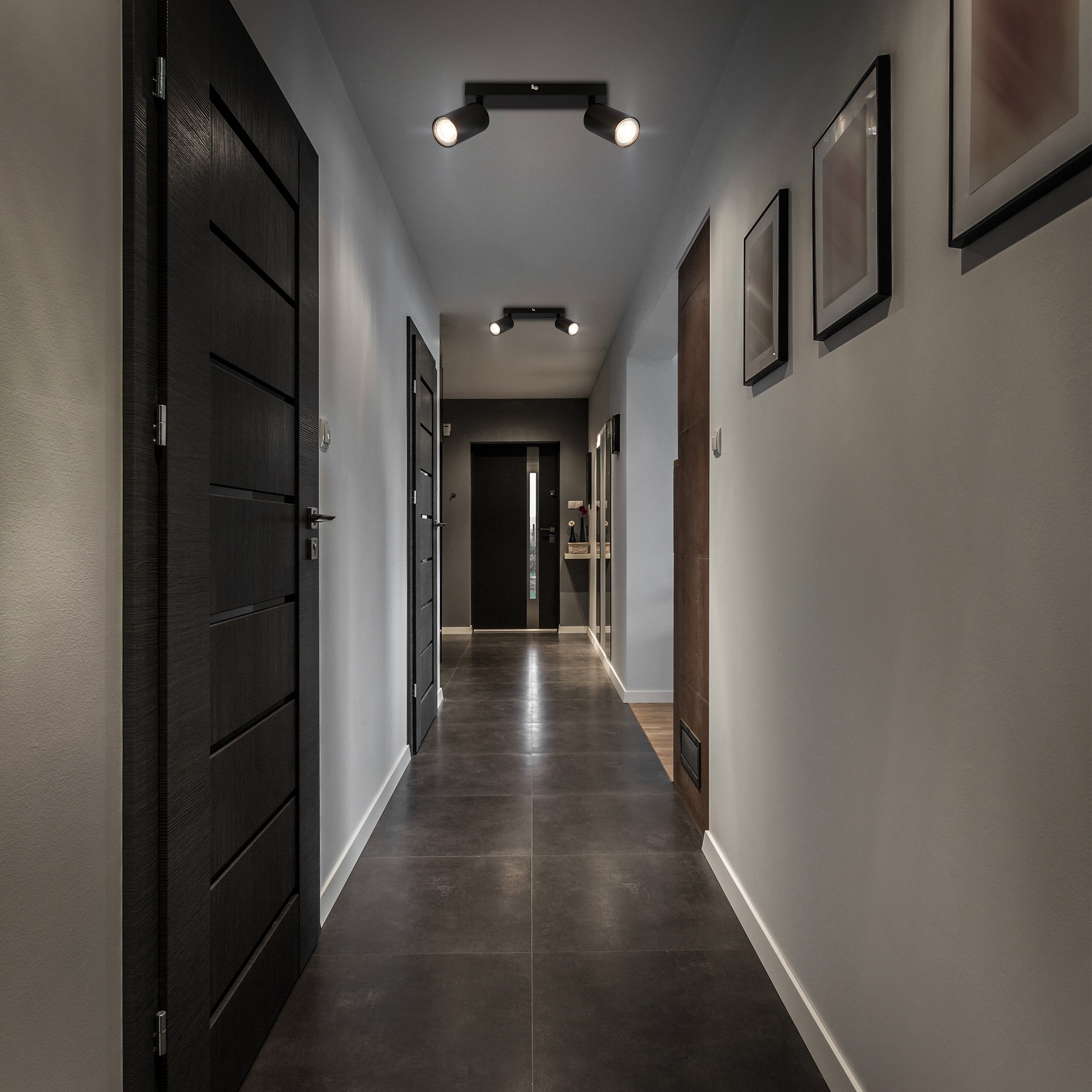 B.K.Licht Deckenstrahler »BK_DS1629 EEK A LED Deckenlampe, Schwenkbar, Deckenspot«, 2 flammig, Leuchtmittel GU10 | LED wechselbar, Inkl. 2x GU10, 3.000 K, 450Lm, 2W, 15,5 x 5,5 x 25,5 cm, Schwarz