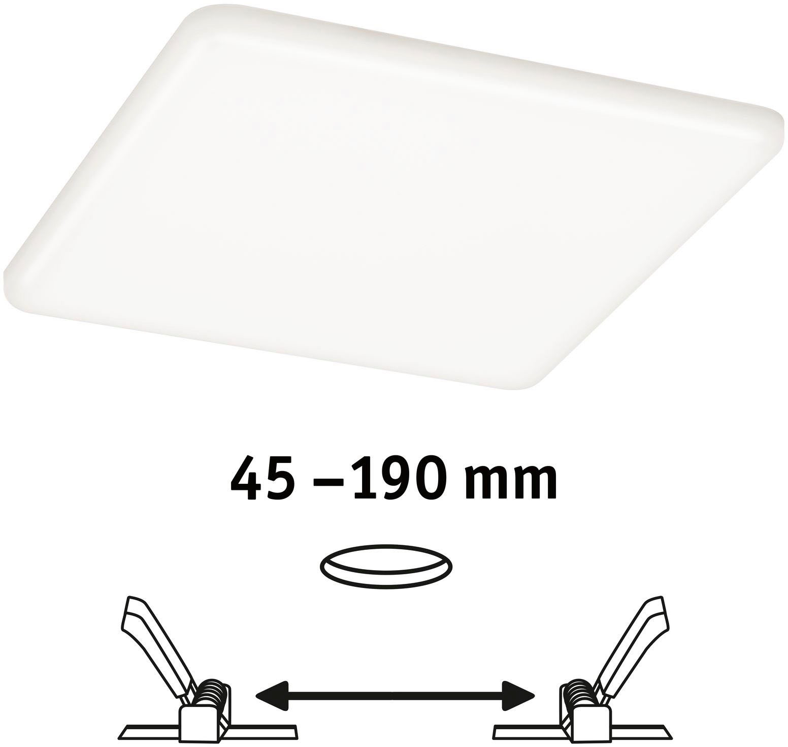 Paulmann LED Einbauleuchte »LED Einbaupanel Veluna VariFit IP44 eckig 185x185mm 17,5W 4.000K Satin«, 1 flammig, LED Einbaupanel Veluna VariFit IP44 eckig 185x185mm 17,5W 4.000K Satin