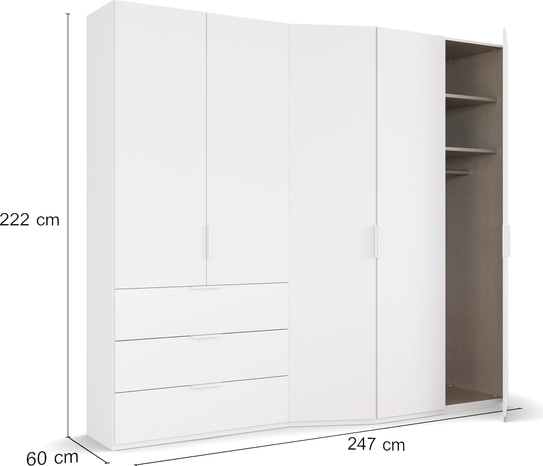 rauch Drehtürenschrank »Kleiderschrank Schrank Garderobe Wäscheschrank WAVE«, in 2 unterschiedlichen Tiefen, mit Soft-Close Funktion MADE IN GERMANY