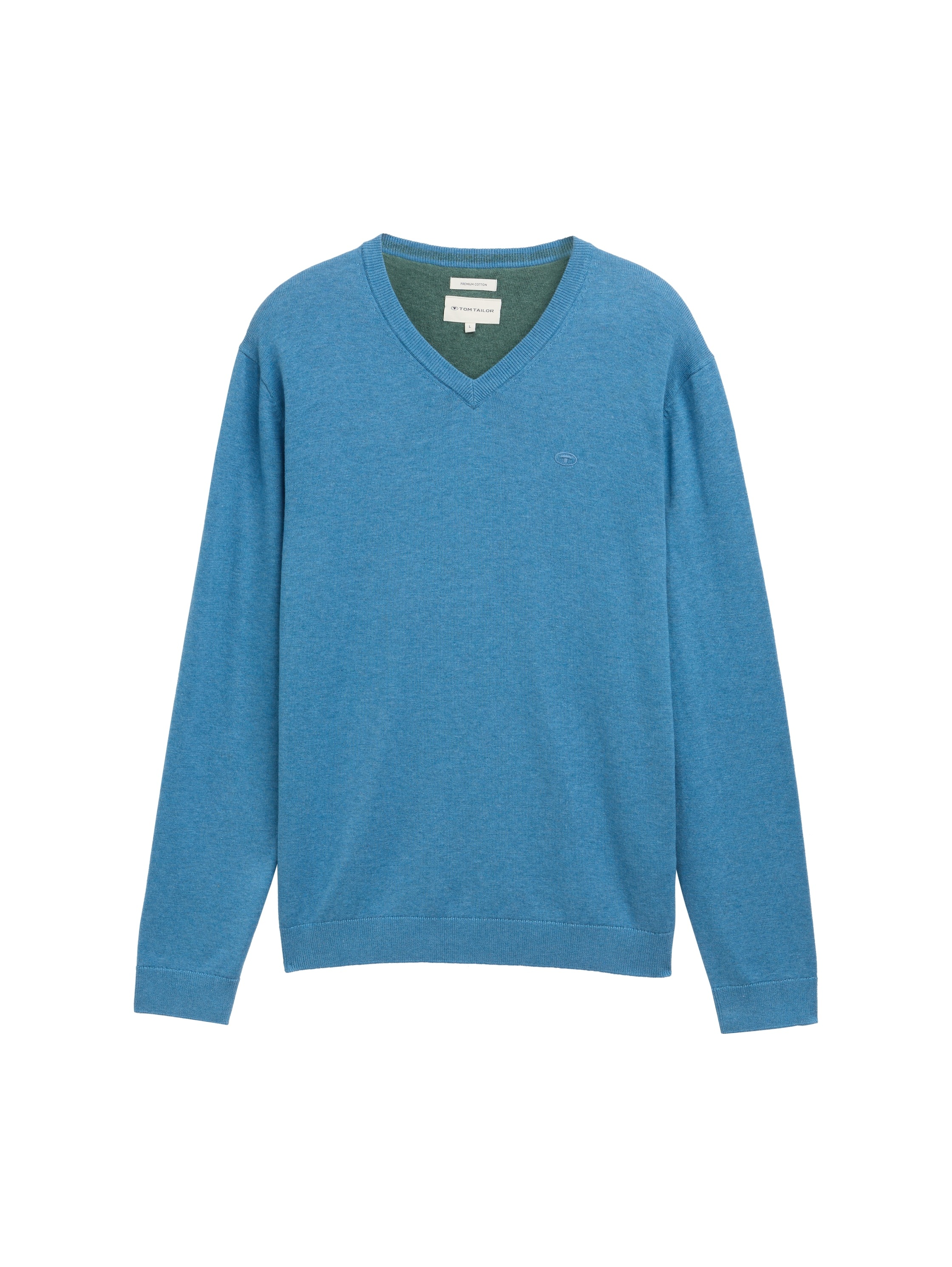 TOM TAILOR V-Ausschnitt-Pullover, mit kleiner Logo-Stickerei