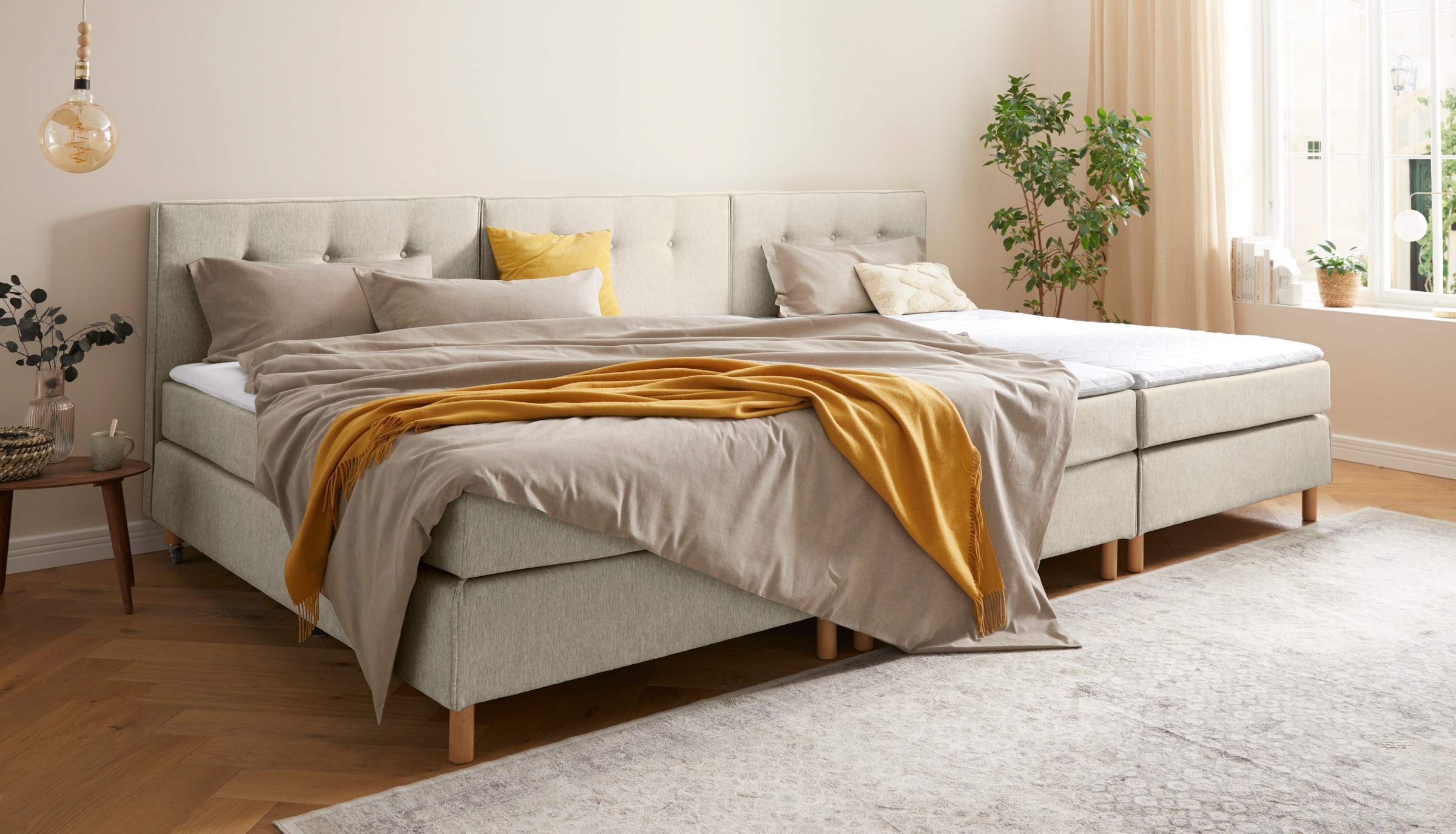 Home affaire Boxspringbett »Heimatblick 100x200cm beliebig erweiterbar zu Doppel- und Familienbett«, Einzelbett, Hotelbett erhältlich in H2,H3 & H4