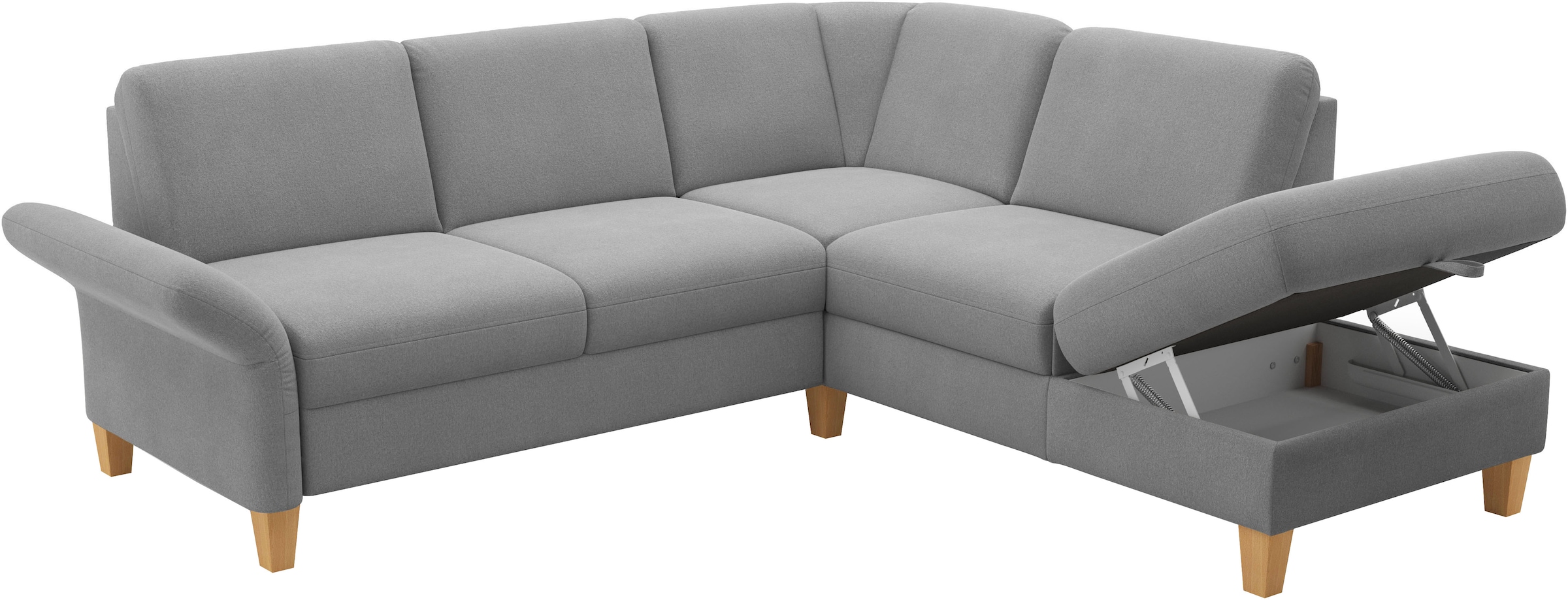 Home affaire Ecksofa »Rochelle«, wahlweise mit Armlverstellung, Klappbett mit Rollen & Bettkasten
