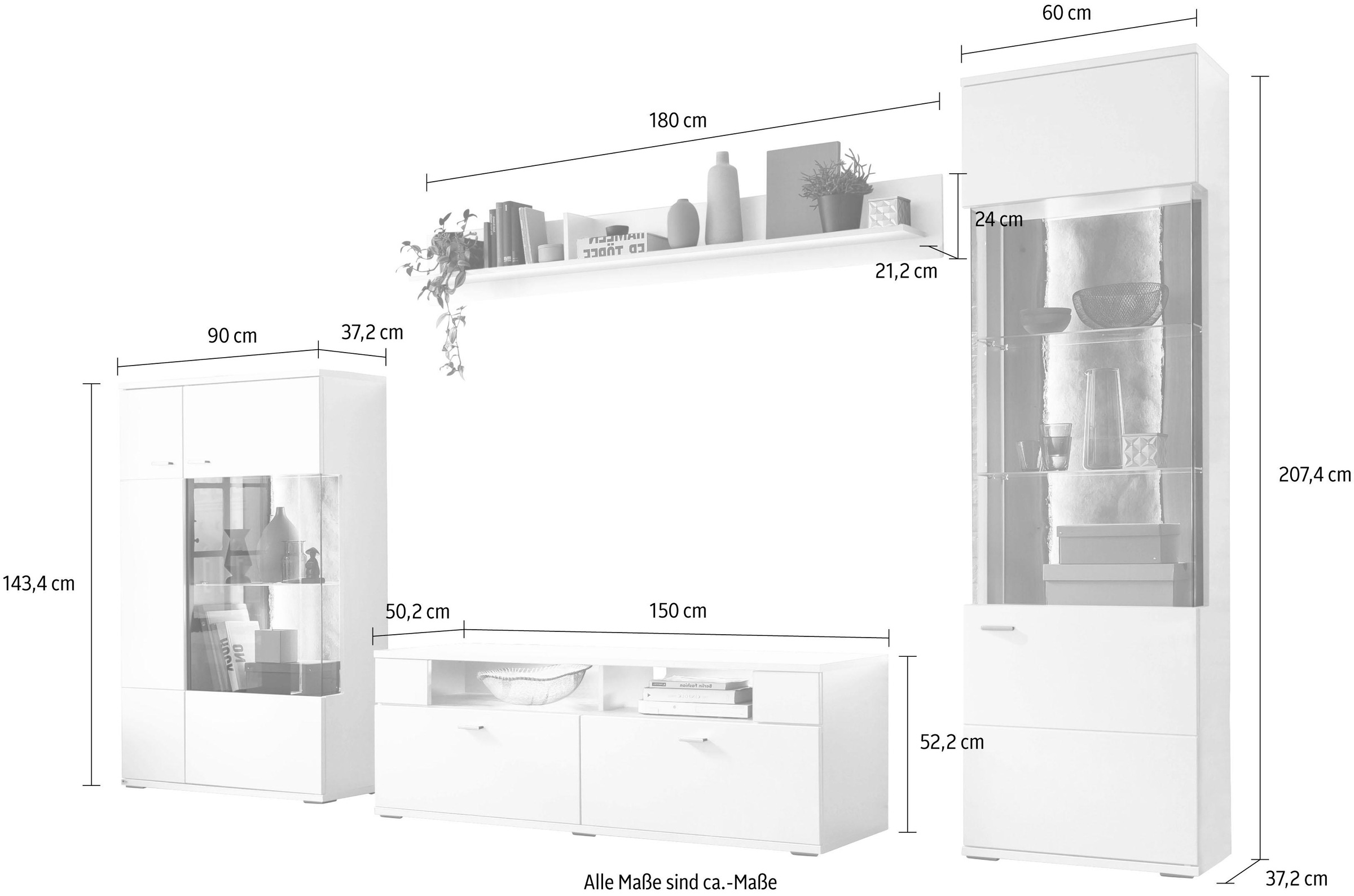 52, by 4 bestellen (Set, mit St.), set »TACOMA«, online Musterring Wohnwand Wandboard Typ one