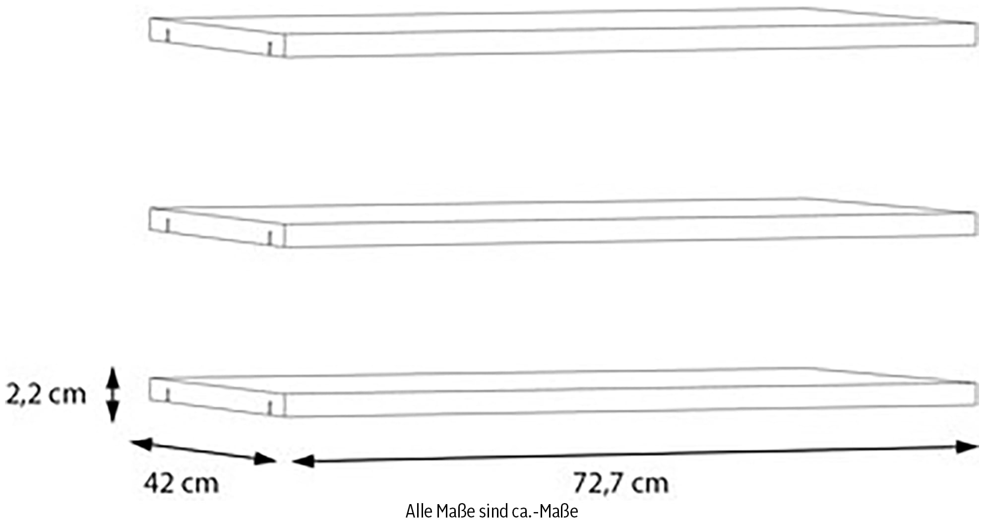 FORTE Einlegeboden Einlegeböden 2,2 cm Stärke, optional bestellbar, 3er Set