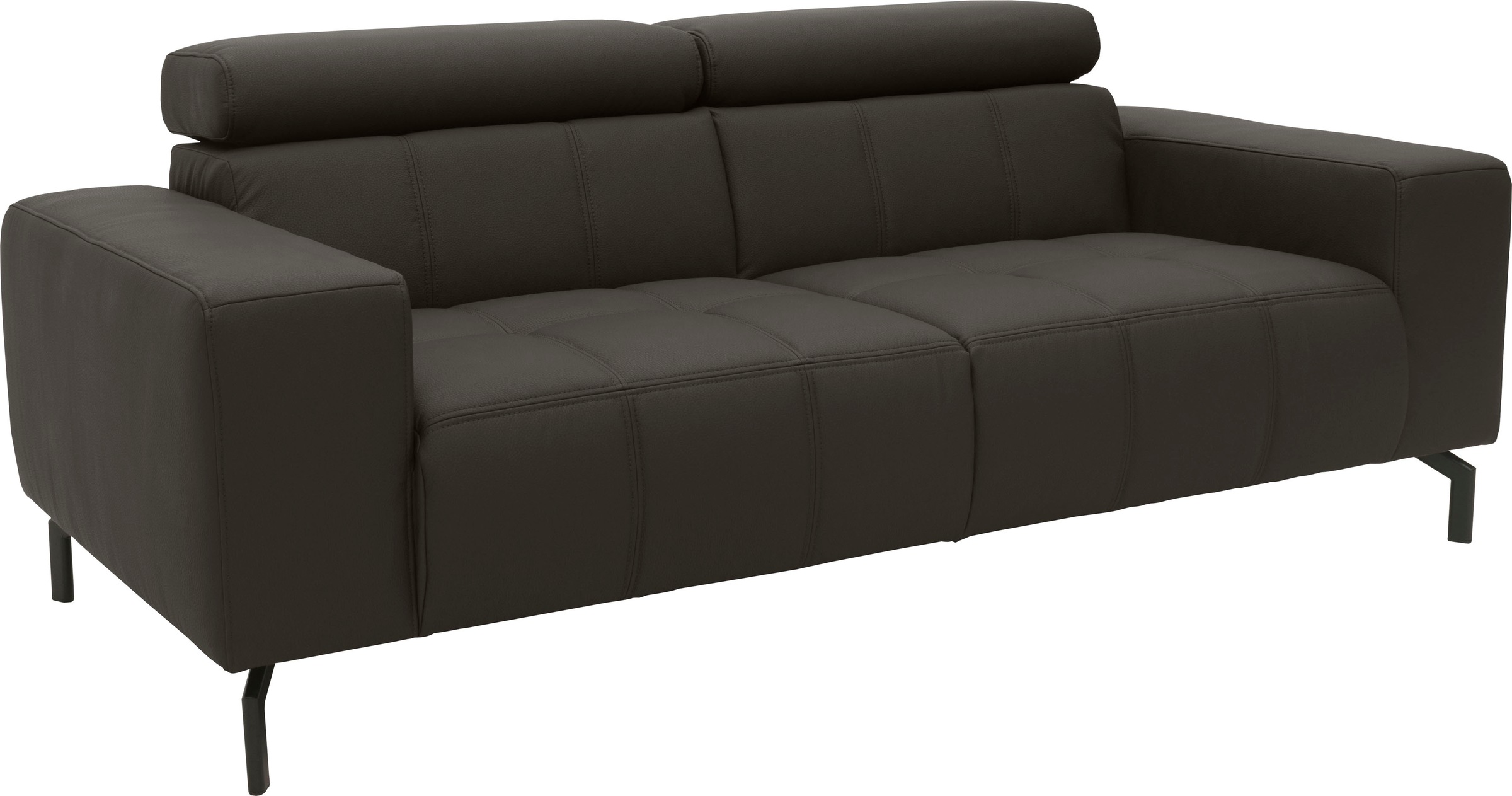 DOMO collection 2-Sitzer »Cunelli zeitlos und elegant, moderne Sitznähte als Designelement,«, wahlweise mit 6-fach verstellbaren Kopfteilen, fester Sitzkomfort