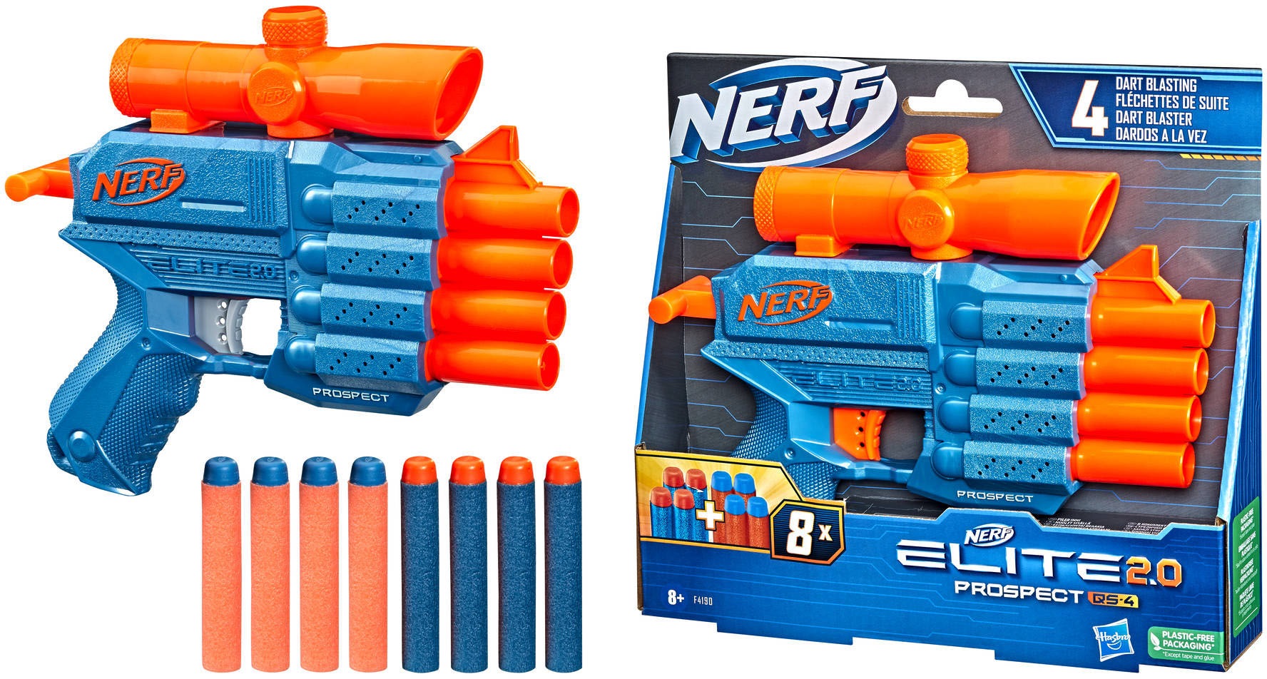 Hasbro Blaster »Nerf Elite 2.0 Prospect QS-4«, inklusive 8 Darts