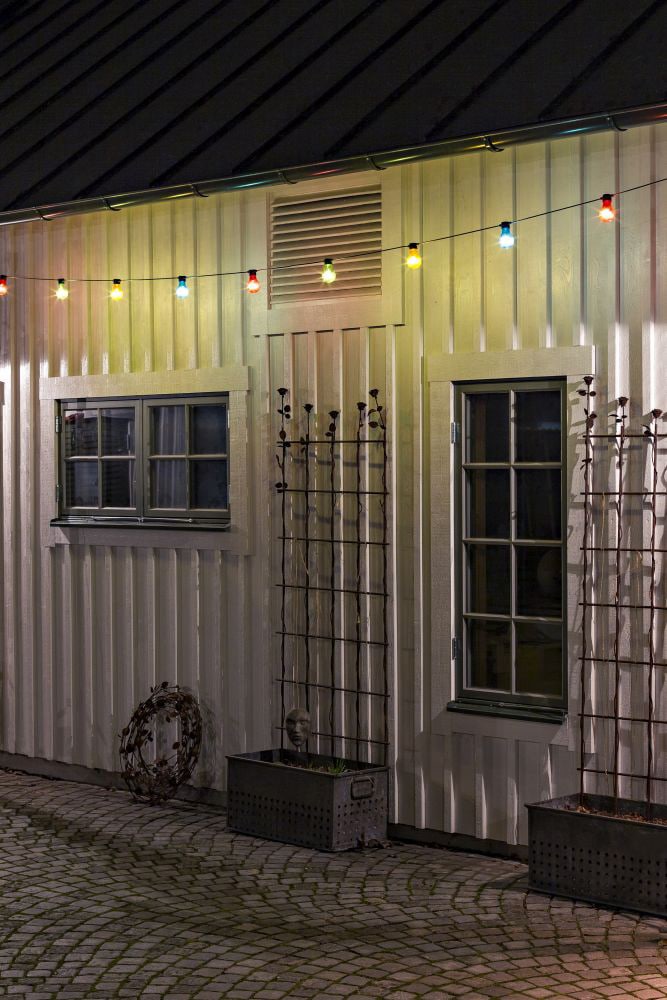 KONSTSMIDE LED-Lichterkette, bunt, 10 bunte Birnen / 80 warm weiße Dioden