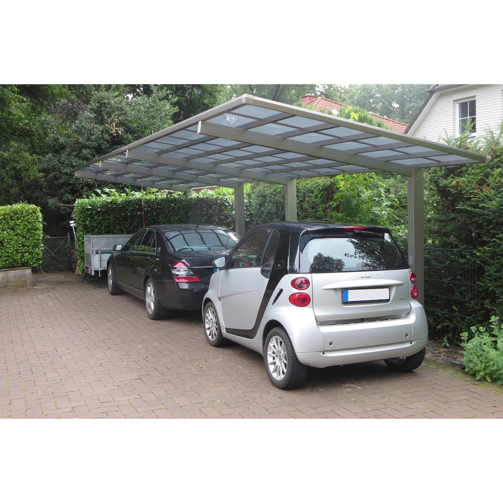 Ximax Doppelcarport »Linea Typ 60 Tandem-Edelstahl-Look«, Aluminium, 257 cm, edelstahlfarben