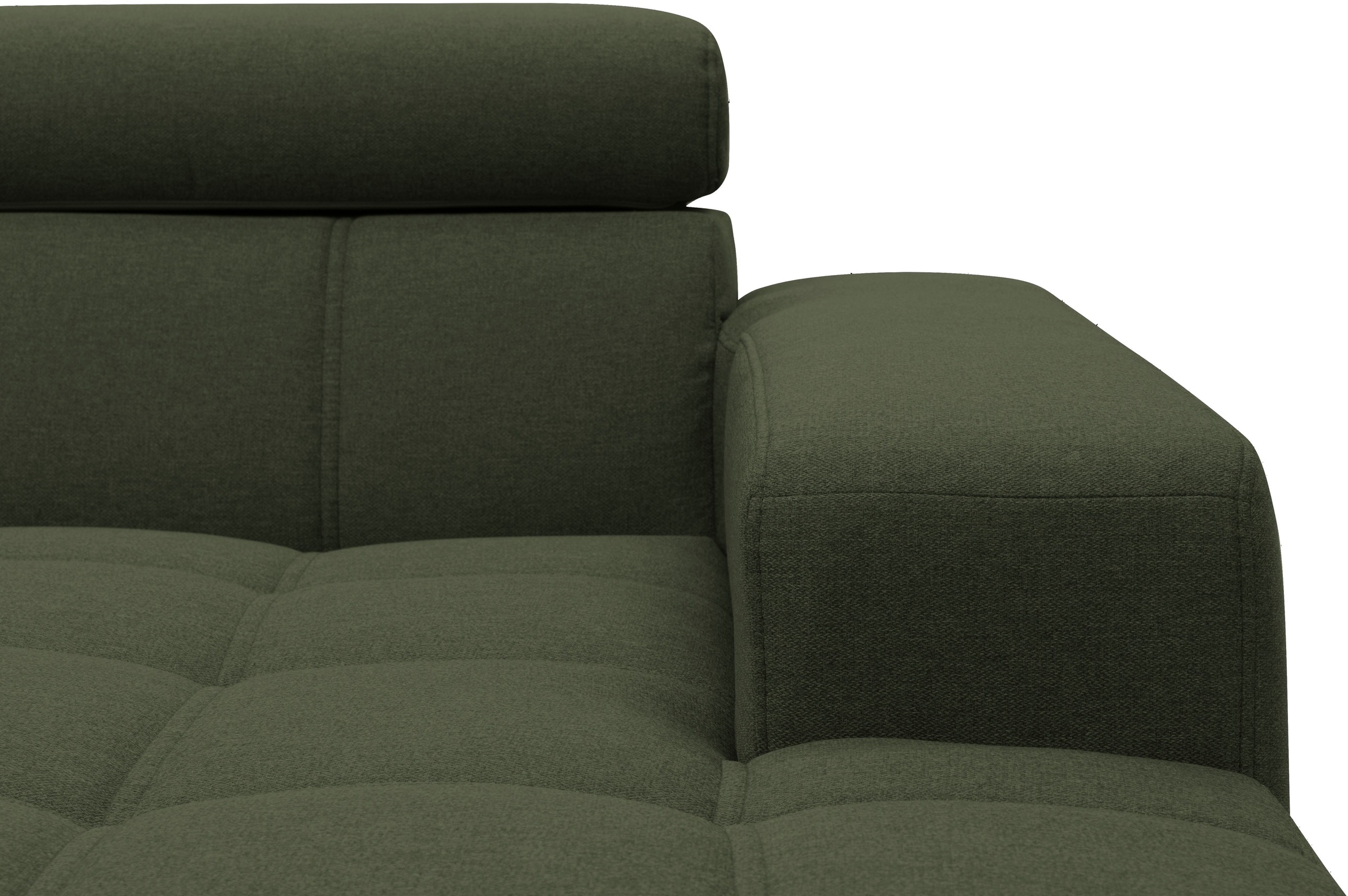 DOMO collection Ecksofa »Trento L-Form, mit Kufenfuß oder Einzelfuß«, wahlweise mit Kopfteilverstellung, Recamiere links/rechts bestellbar