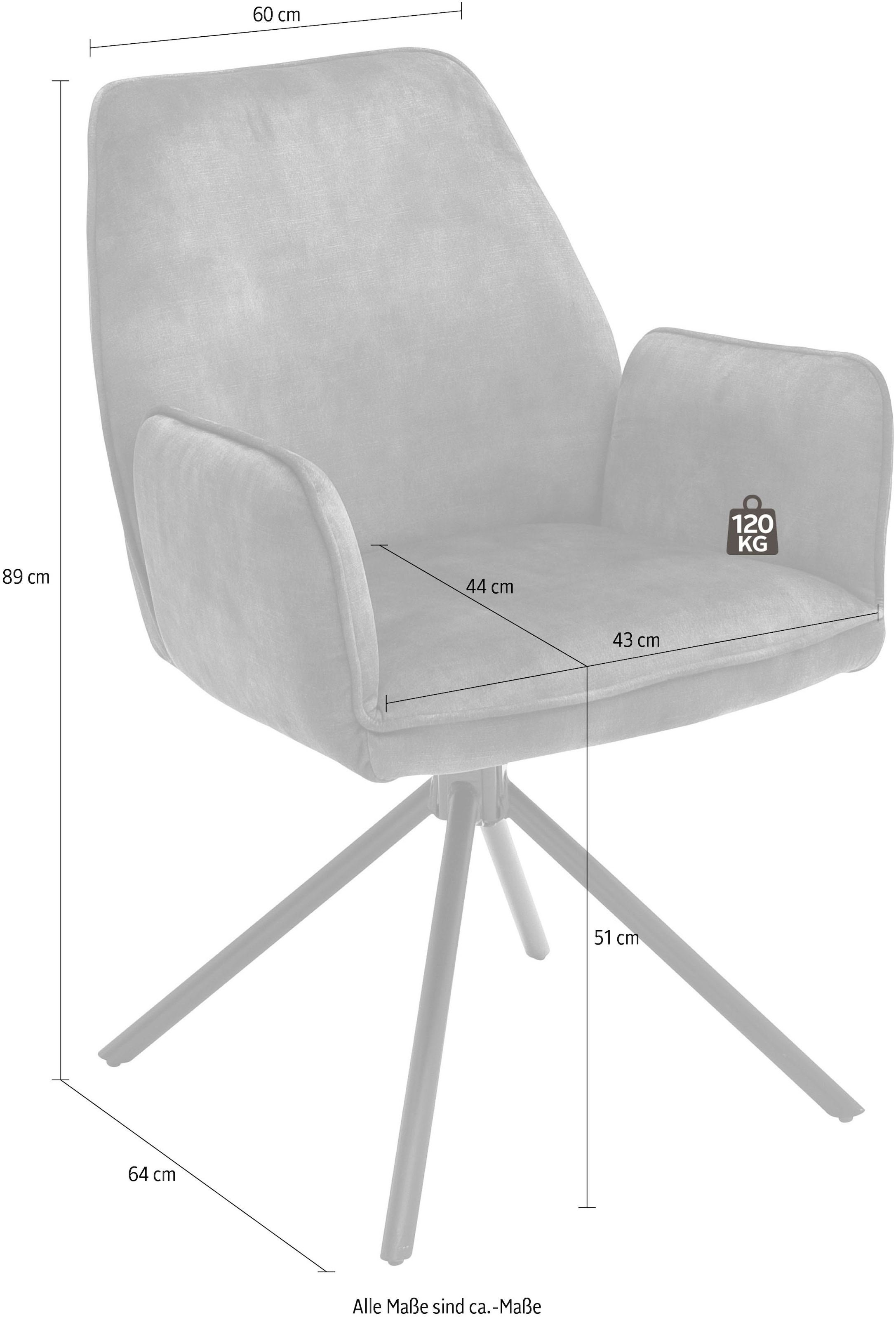 MCA furniture Esszimmerstuhl »Ottawa mit Vintage 2 Rechnung bestellen 120 auf Veloursoptik bis mit Stuhl Keder, Kg belastbar St., Vintage, (Set), Armlehne«