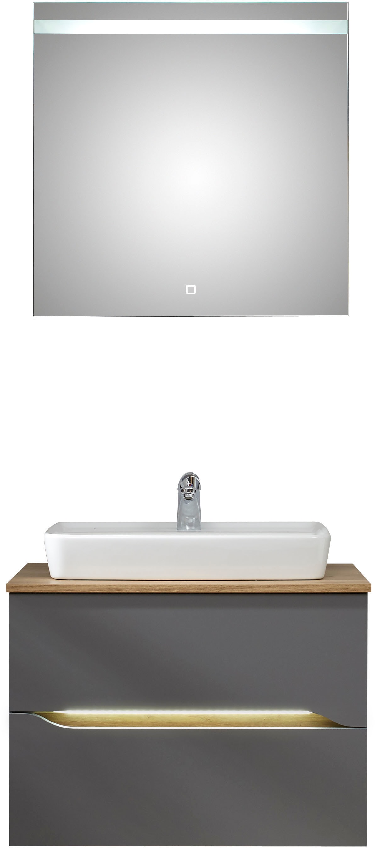 Saphir Badmöbel-Set »Quickset 2-teilig, Keramik-Aufsatzbecken mit LED-Spieg günstig online kaufen