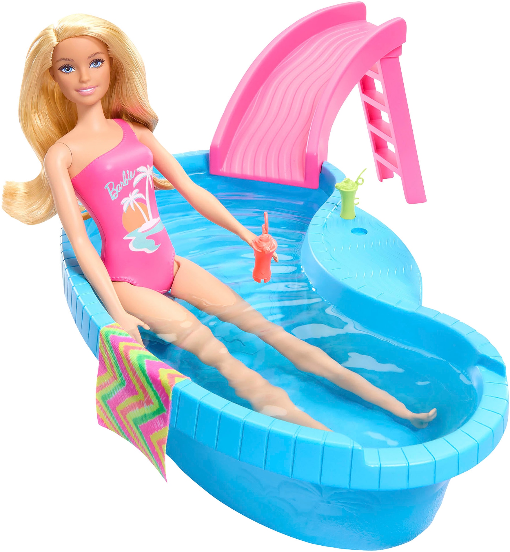 Barbie Anziehpuppe »mit Pool«, inklusive Rutsche