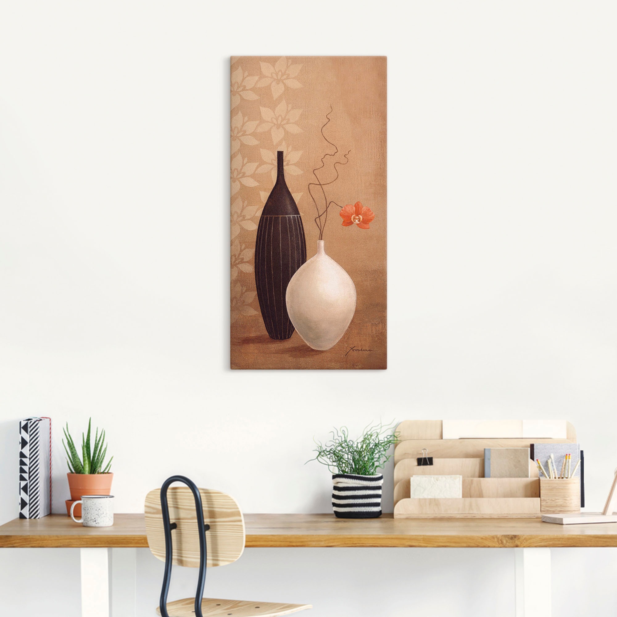 Artland Wandbild »Schmalhalsvase« Vasen & Töpfe 1 Stk. tlg. auf Holzrahmen günstig online kaufen