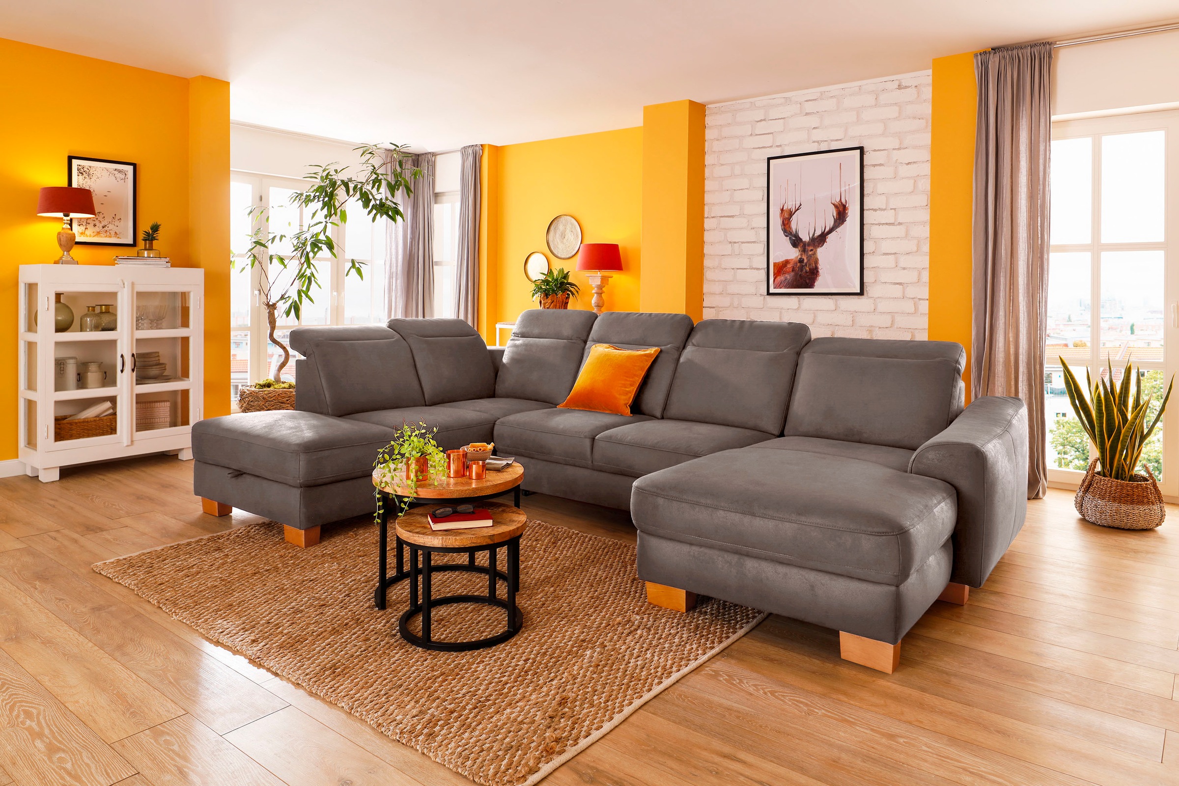 Home affaire Wohnlandschaft »Dundee U-Form« wahlweise mit Kopfteilverstellu günstig online kaufen