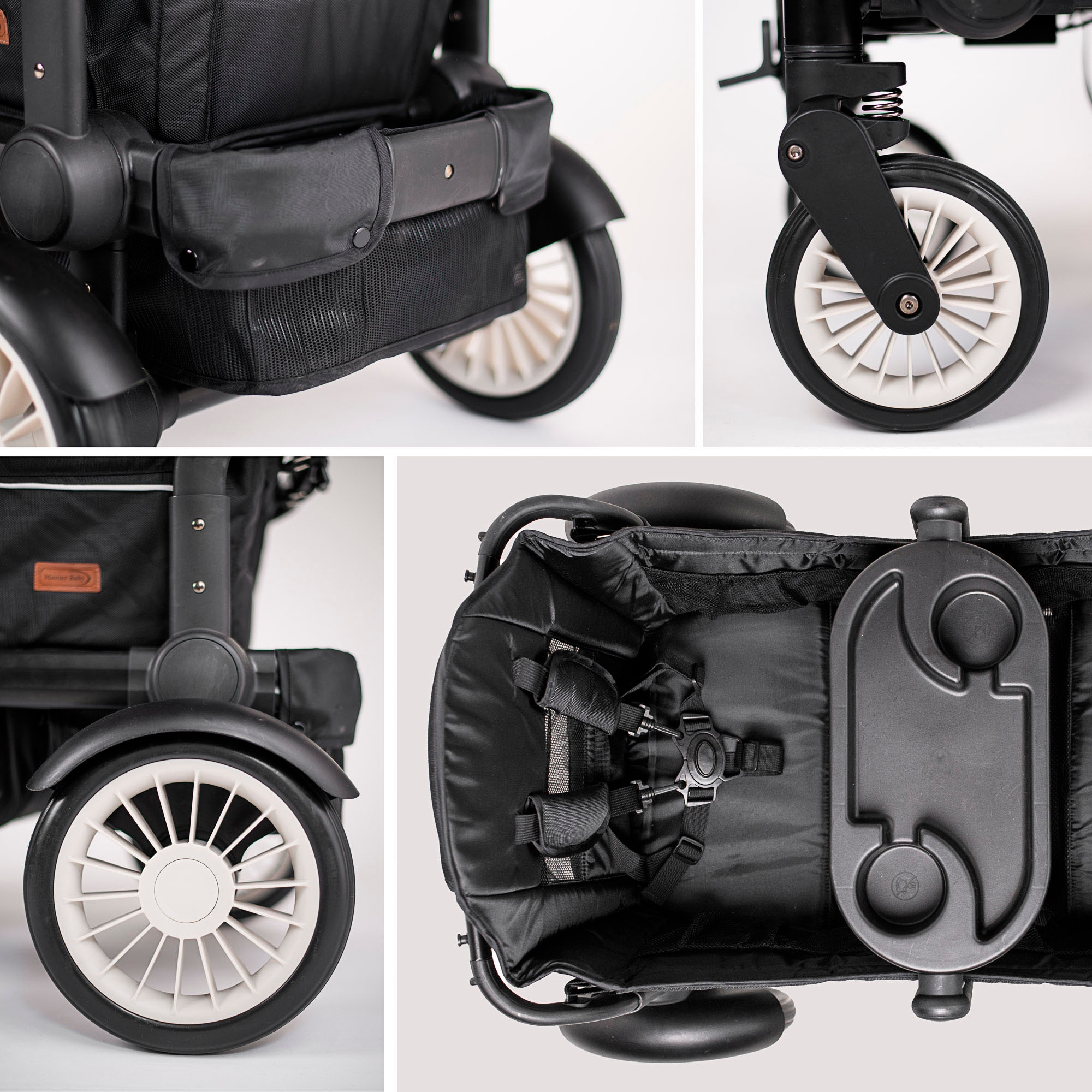 BabyGo Bollerwagen »Cozy Rider«, (Set, 7 tlg., inkl. 2x Sonnenschutz, Tisch, Moskito- u. Regenschutz, Flaschenhalter), klein zusammenfaltbar