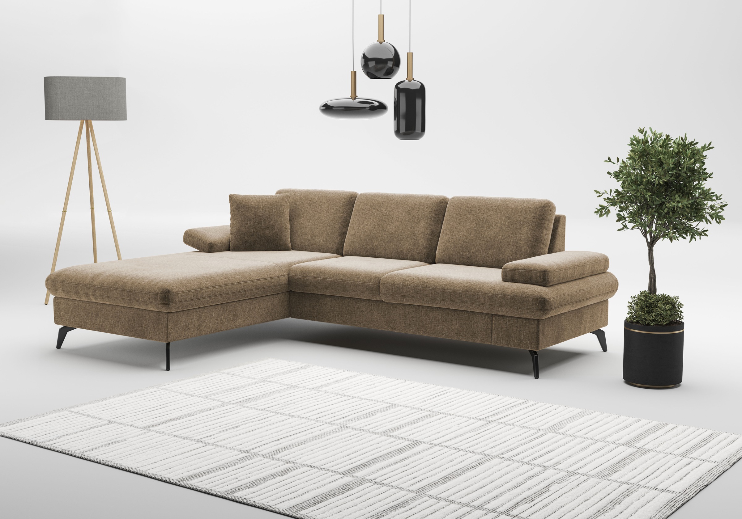 sit&more Ecksofa »Morris Jubi L-Form, B: 247 cm«, mit Armteilfunktion & 1 Zierkissen, optional Bettfunktion