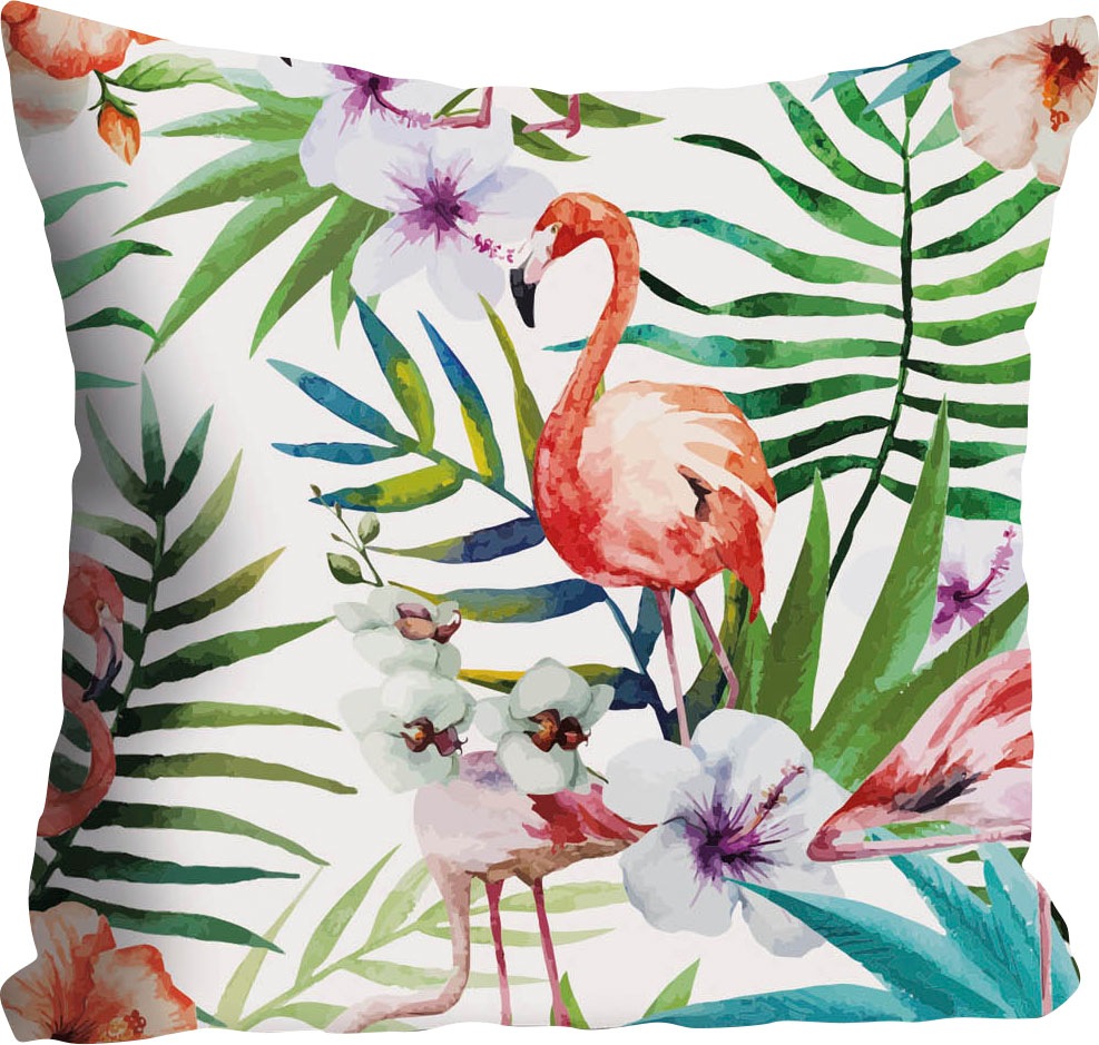 queence Dekokissen »Lena«, Kissenhülle,Blumen,Flamingos,Tropisch,Exotisch,F günstig online kaufen