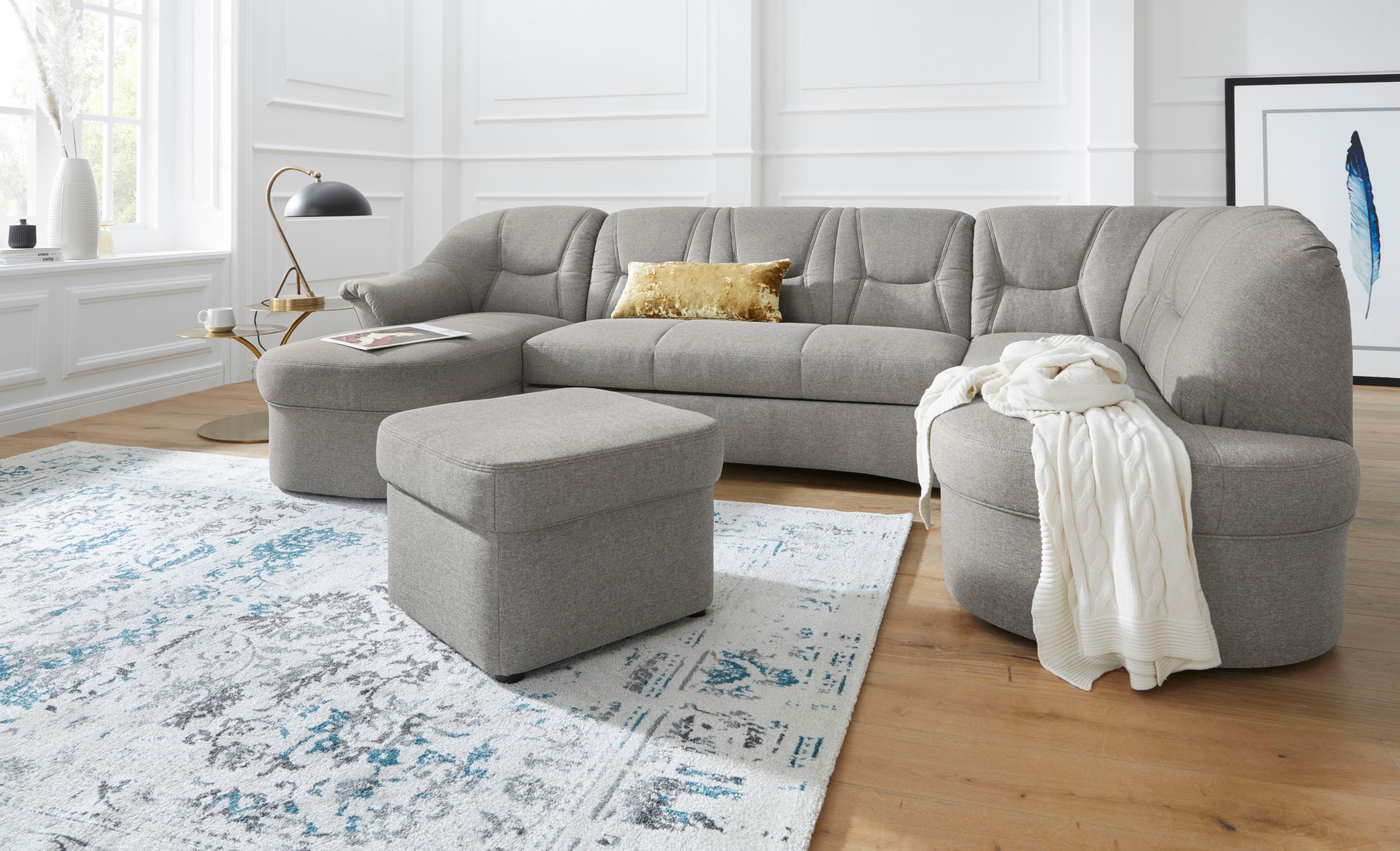 DOMO collection Wohnlandschaft »Sarafina, zeitlos und komfortabel, optional mit Federkern, U-Form«, wahlweise mit Bettfunktion