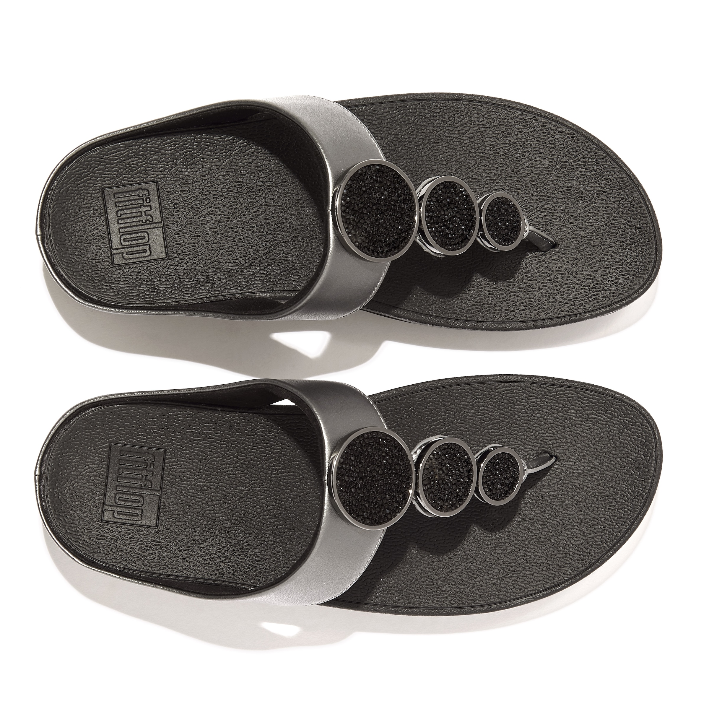 Fitflop Dianette »HALO BEAD-CIRCLE METALLIC TOE-POST SANDALS«, Pool Slides, Pantolette mit dämpfender Zwischensohlentechnologie