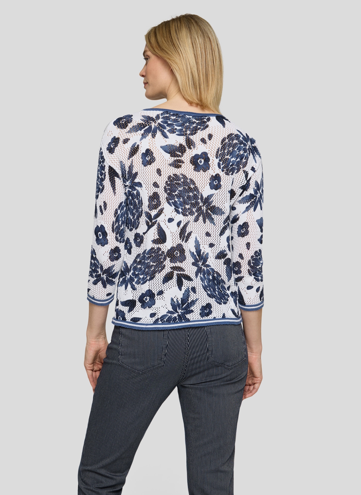 Rabe 3/4 Arm-Pullover im Häkel-Look