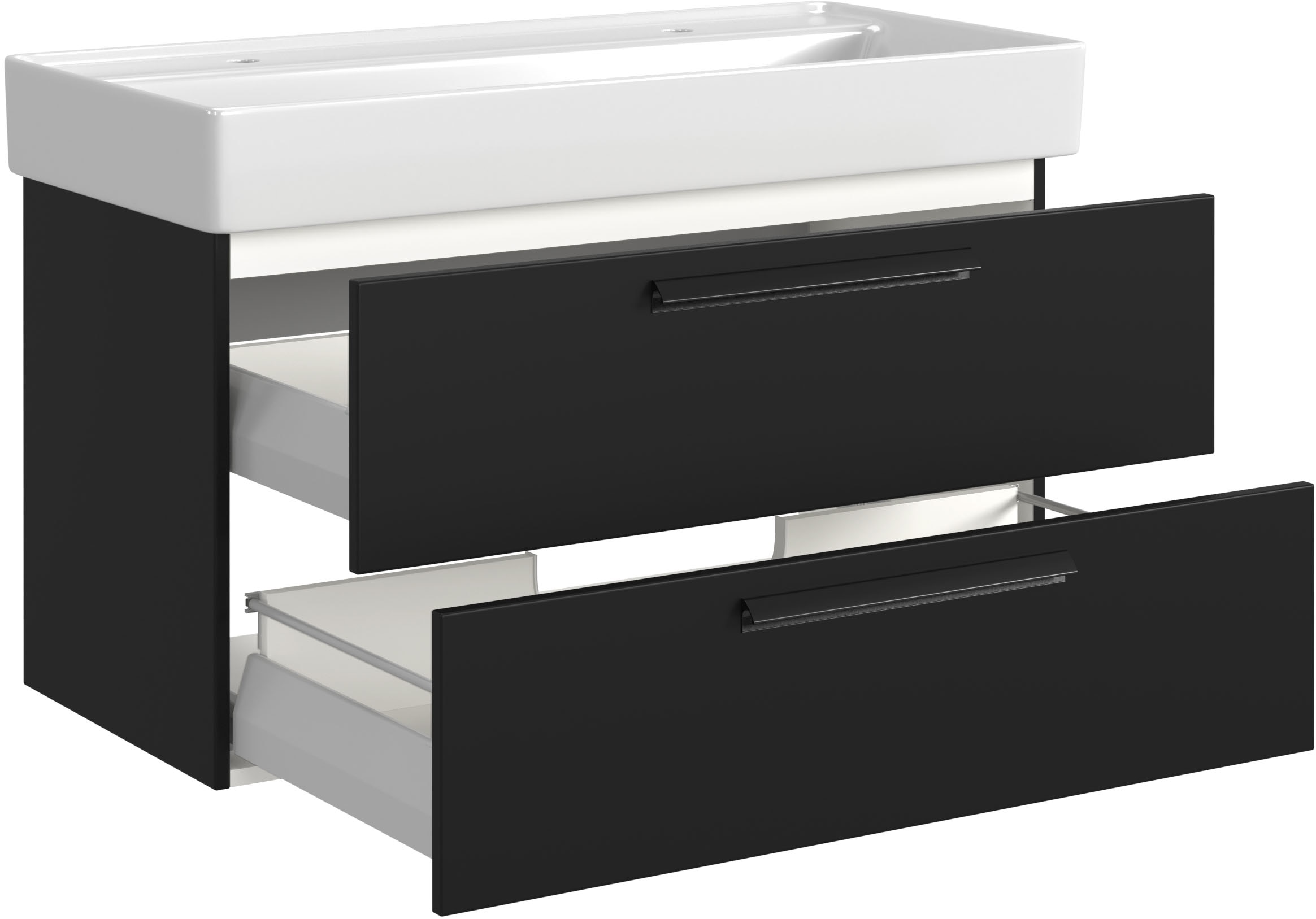 welltime Badmöbel-Set »SALVADA, 3tlg-Set, gedämpfte Scharniere, Softclose, Keramikbecken« Maße (B/T/H): 140/47,5/200 cm, 