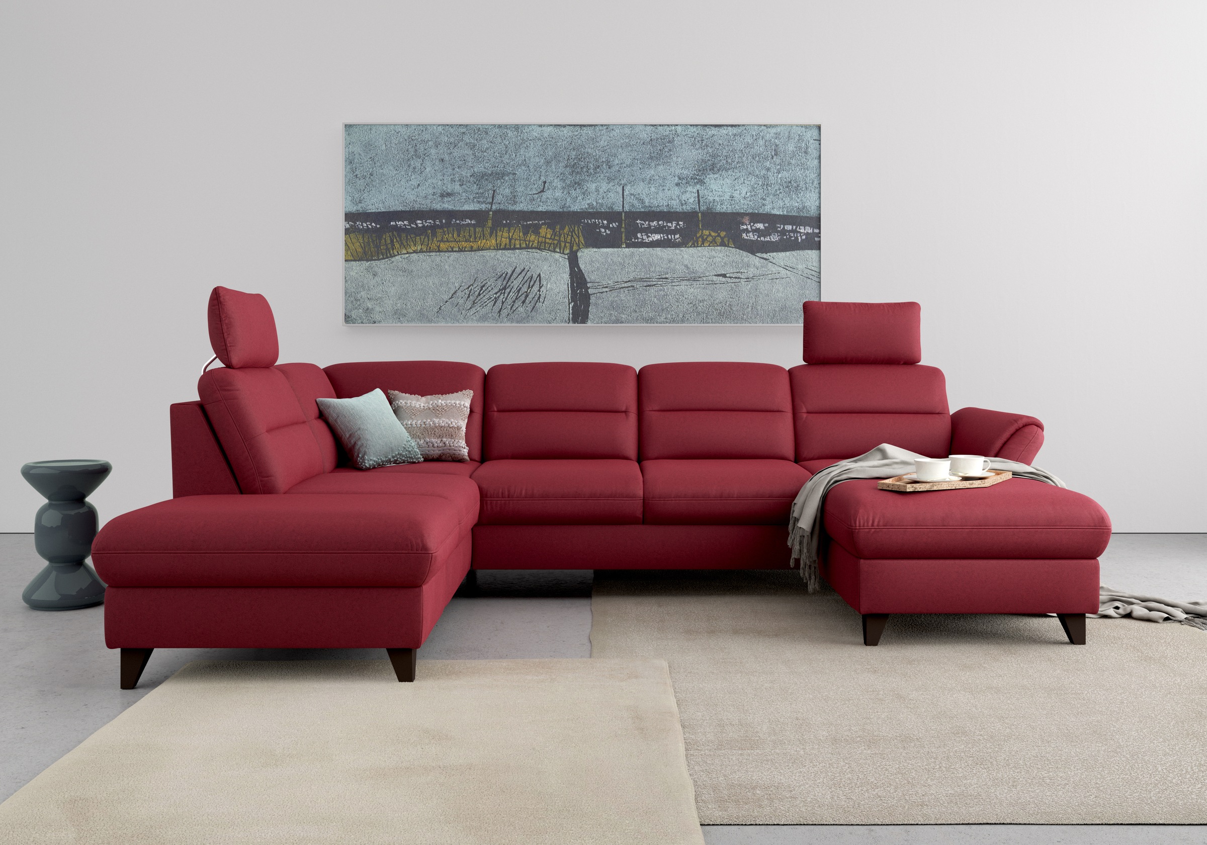sit&more Wohnlandschaft »Mellum U-Form«, Federkern, wahlweise mit Bettfunktion, Stauraum und Armteilfunktion