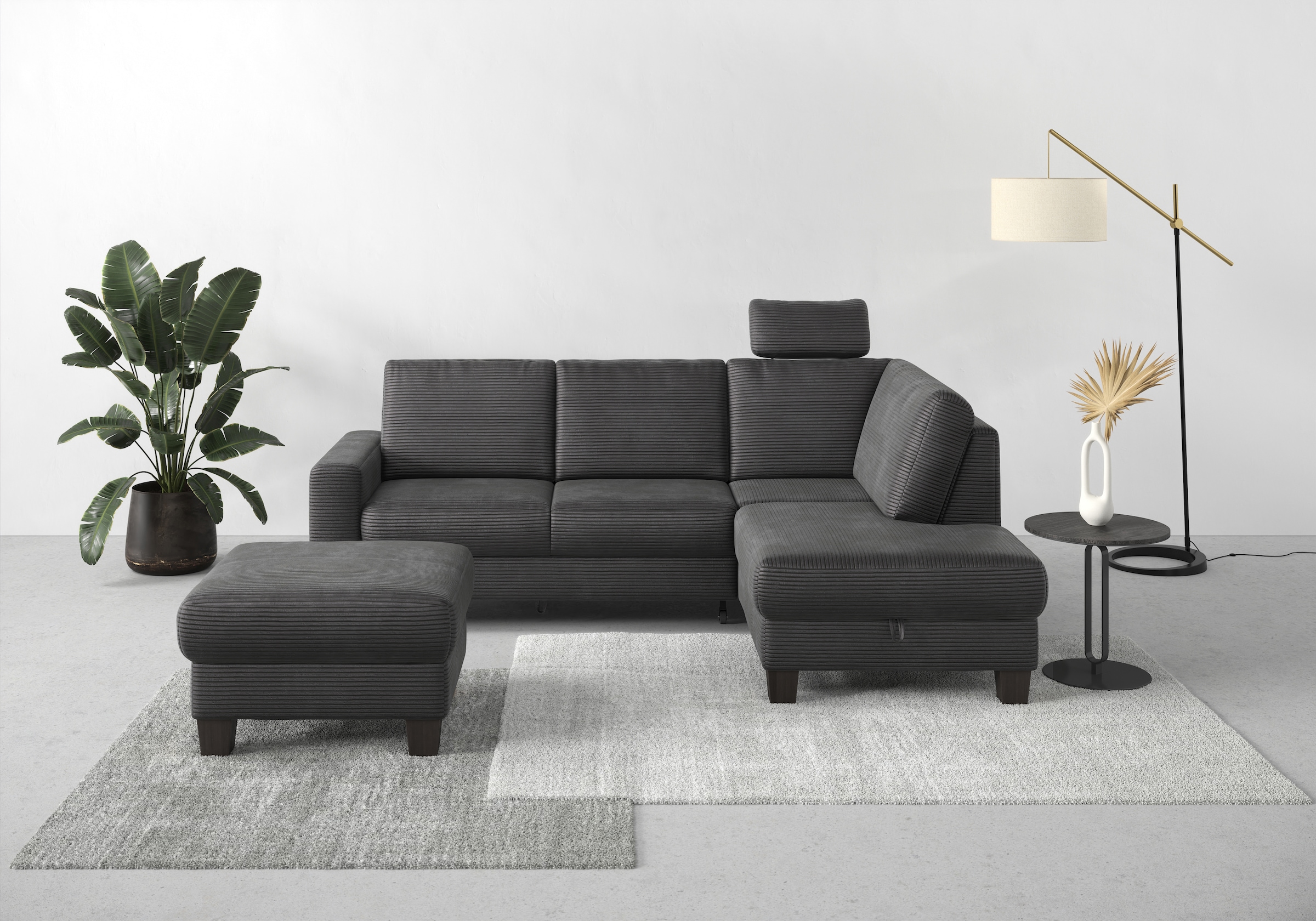 Home affaire Ecksofa »Summer L-Form«, mit Ottomane, mit oder ohne Bettfunktion und Bettkasten, Cord-Bezug