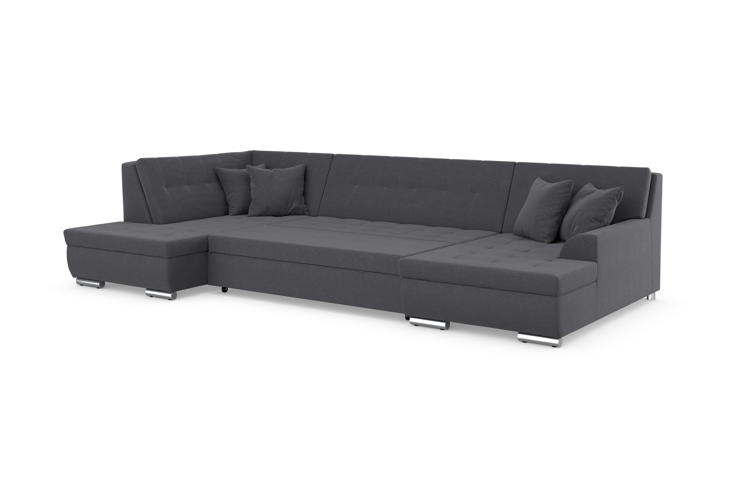 DOMO collection Wohnlandschaft »Treviso incl. Zierkissen, moderne Steppung, XXL: B/T/H: 364/201/83 cm«, wahlweise mit Bettfunktion, in vielen Bezugsarten auch in Cord U-Form
