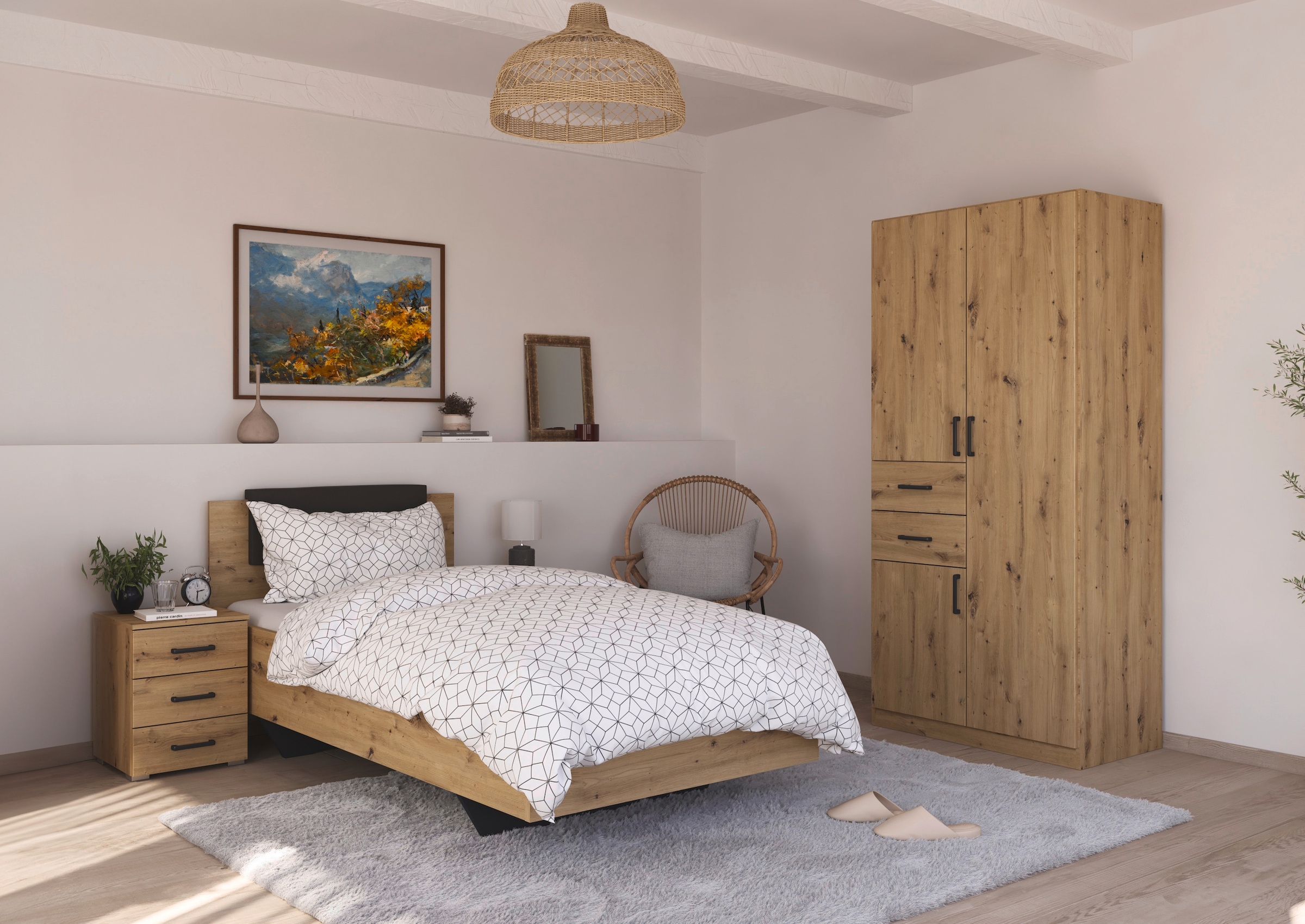 rauch Drehtürenschrank »Kleiderschrank Schrank Garderobe MAIKA mit Dekor-Front«, 2 Schubladen, in verschiedenen Breiten, Höhen, Farben, MADE IN GERMANY