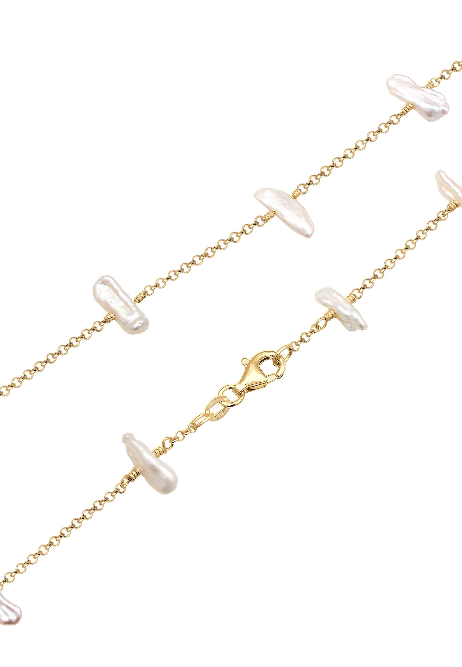 Elli Perlenkette »Süßwasserzuchtperle Barock Natur Edel 925 Silber«