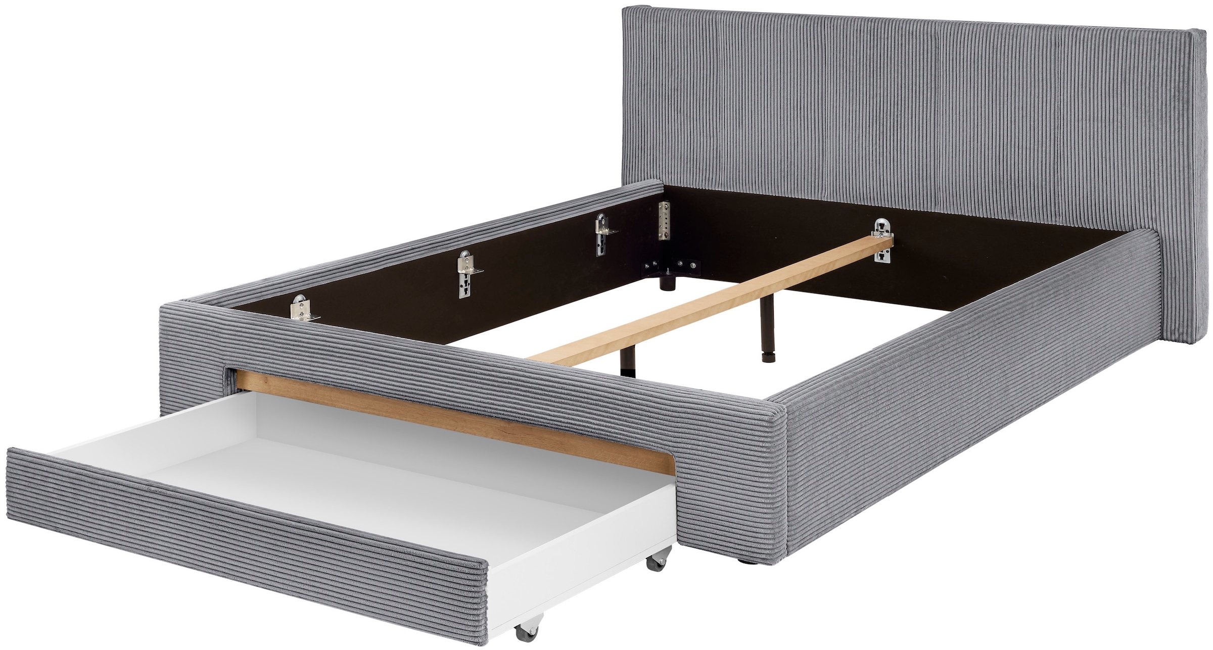 INOSIGN Polsterbett »CiTY/GiRON, Bettgestell mit Bettkasten, gepolstertes Stauraumbett«, mit Hundebett oder Stauraumschublade, Bezug Cord-oder Leinenoptik
