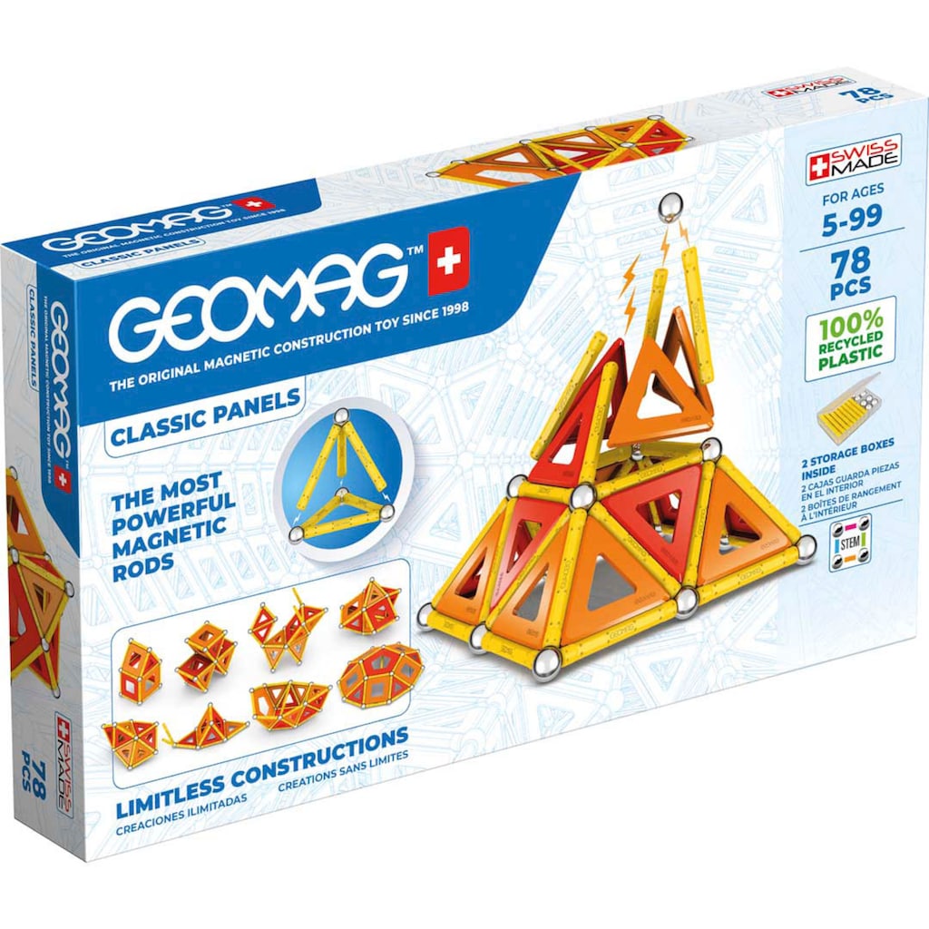 Geomag™ Magnetspielbausteine »GEOMAG™ Classic Panels, Recycled«, (78 St.), aus recyceltem Material; Made in Europe