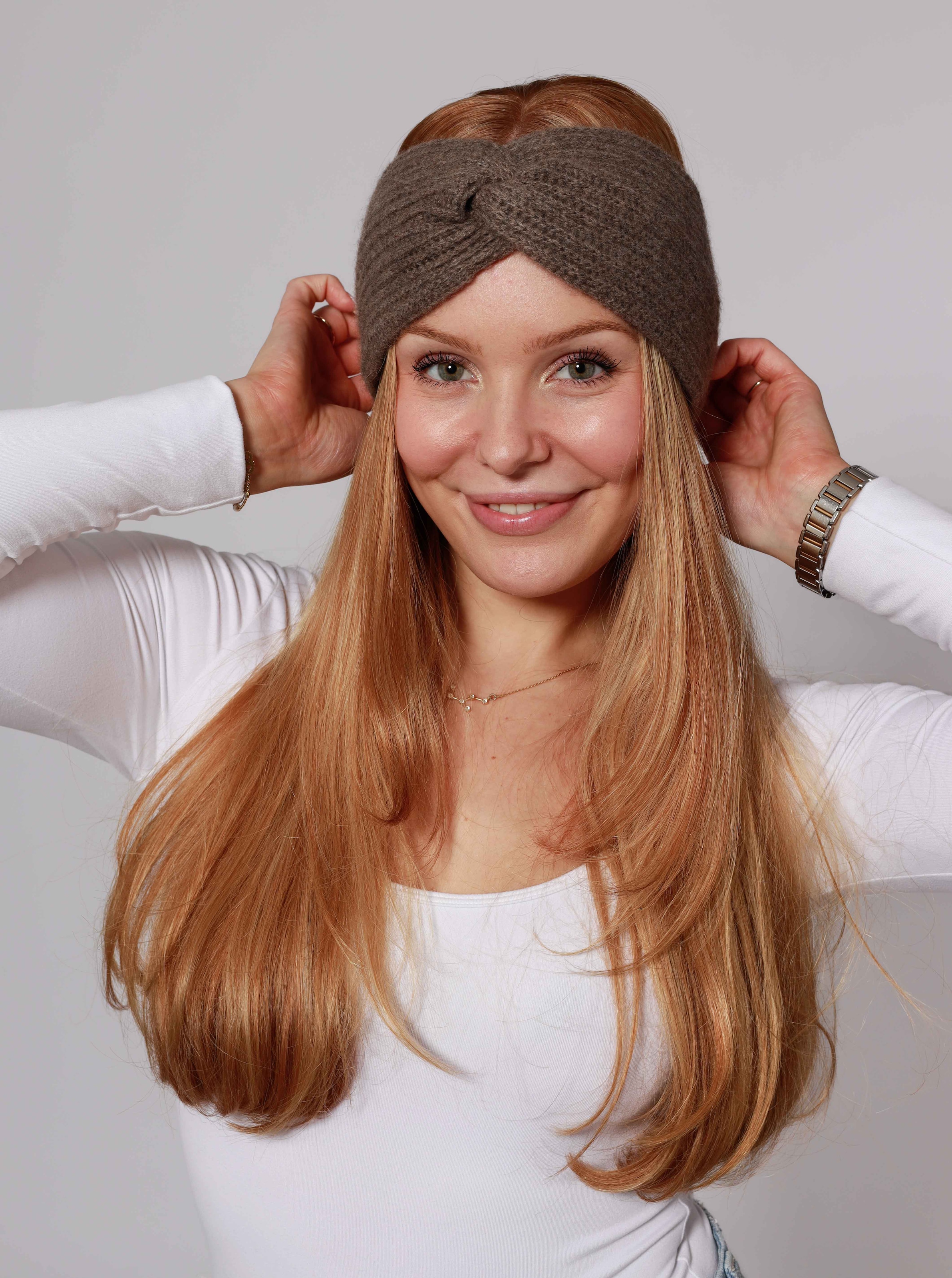 ZWILLINGSHERZ Stirnband »"Rippe"« breit, gerippt, mit Knotendetail Braun