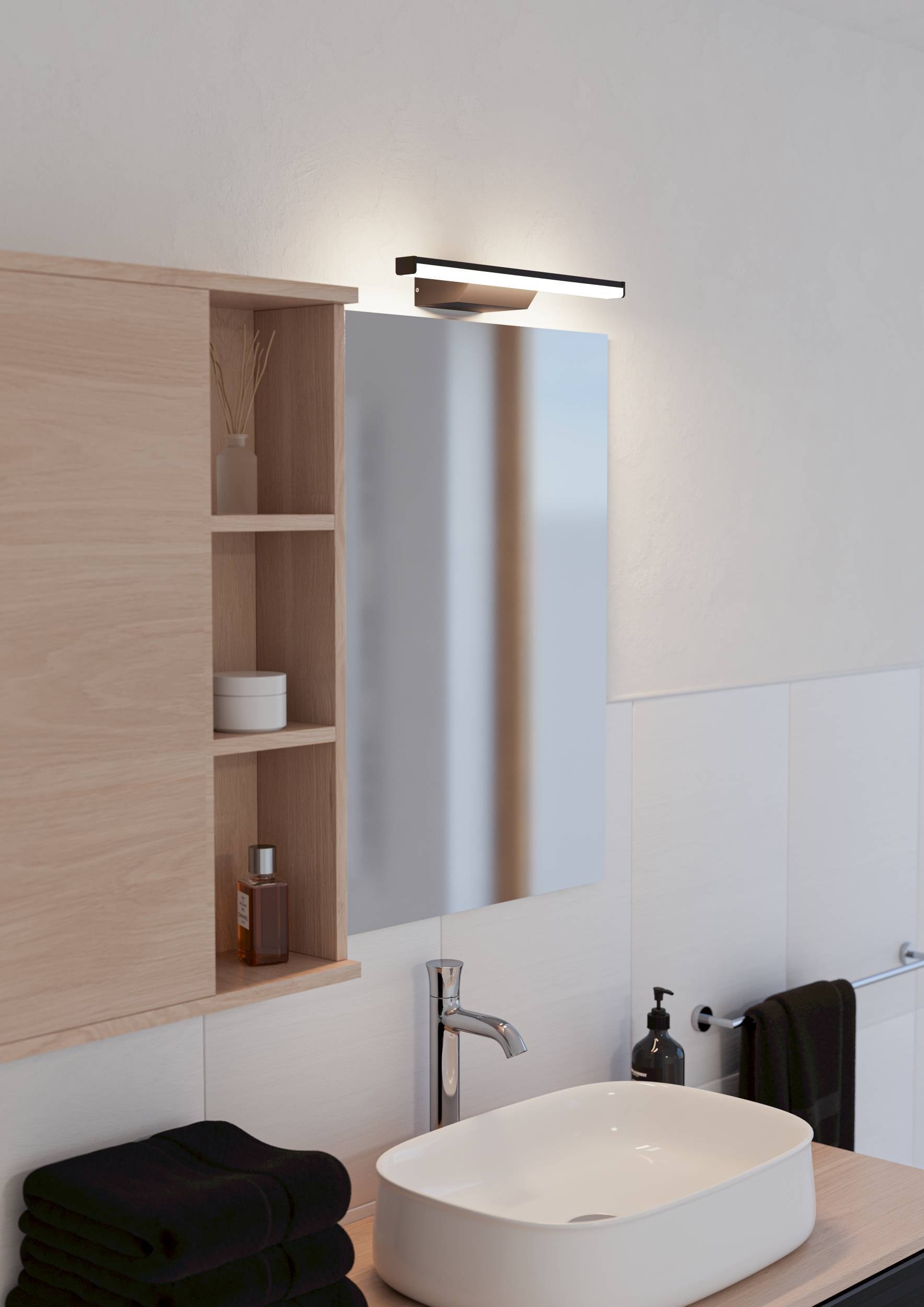 EGLO Spiegelleuchte »Regello-Z Spiegelleuchte, ZigBee 3.0, Bad Wandlampe, IP44, Lampe« LED-Modul 1 Stk. Kaltweiß | RGB Wand-/Deckenleuchte - L60 x H4 x AL13 cm - schwarz - 12W inkl.