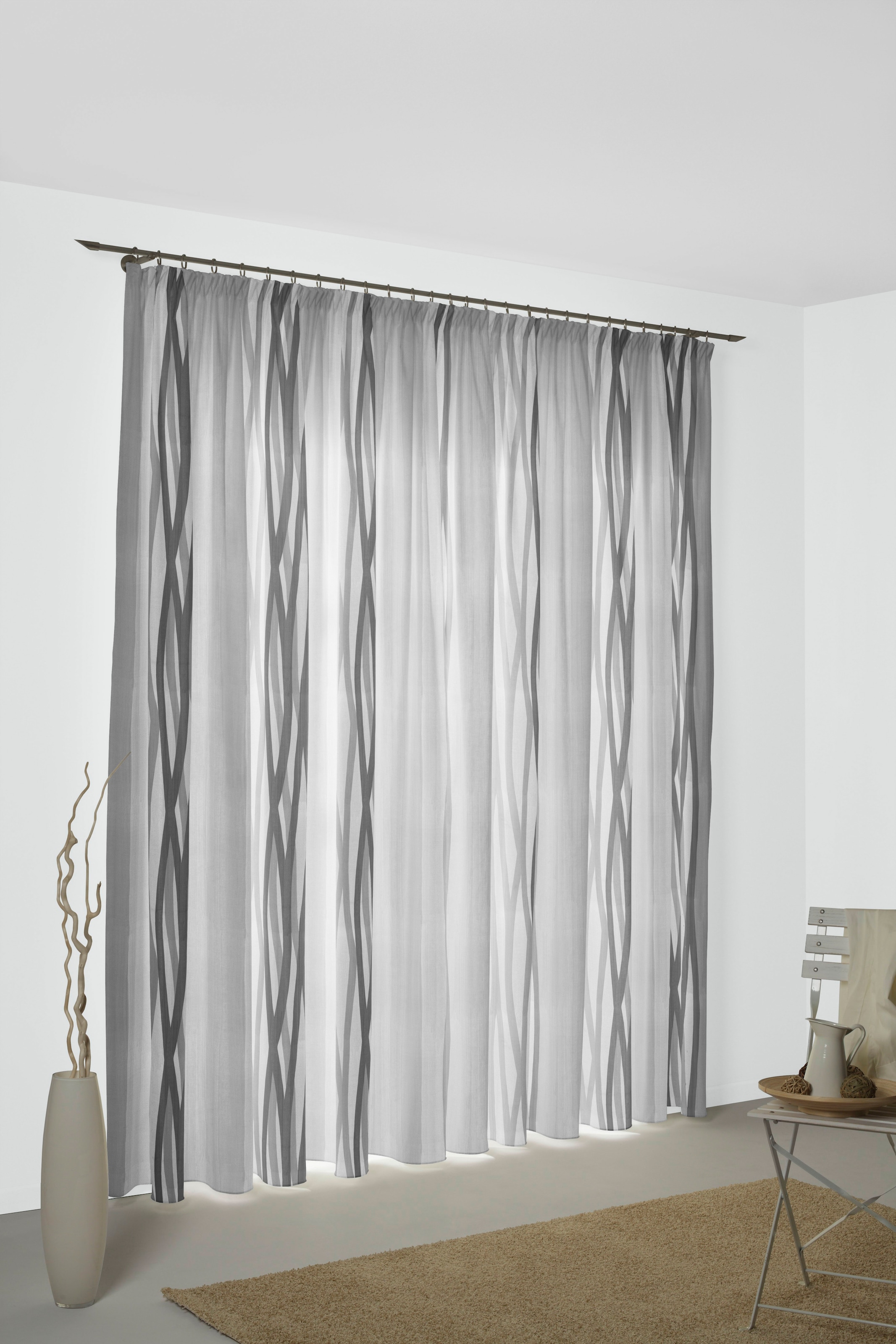 Kutti Vorhang (1 St.), Gardine »Dandelion«, Ausbrenner, bedruckt %Sale jetzt im Baumwolle-Polyester, halbtransparent