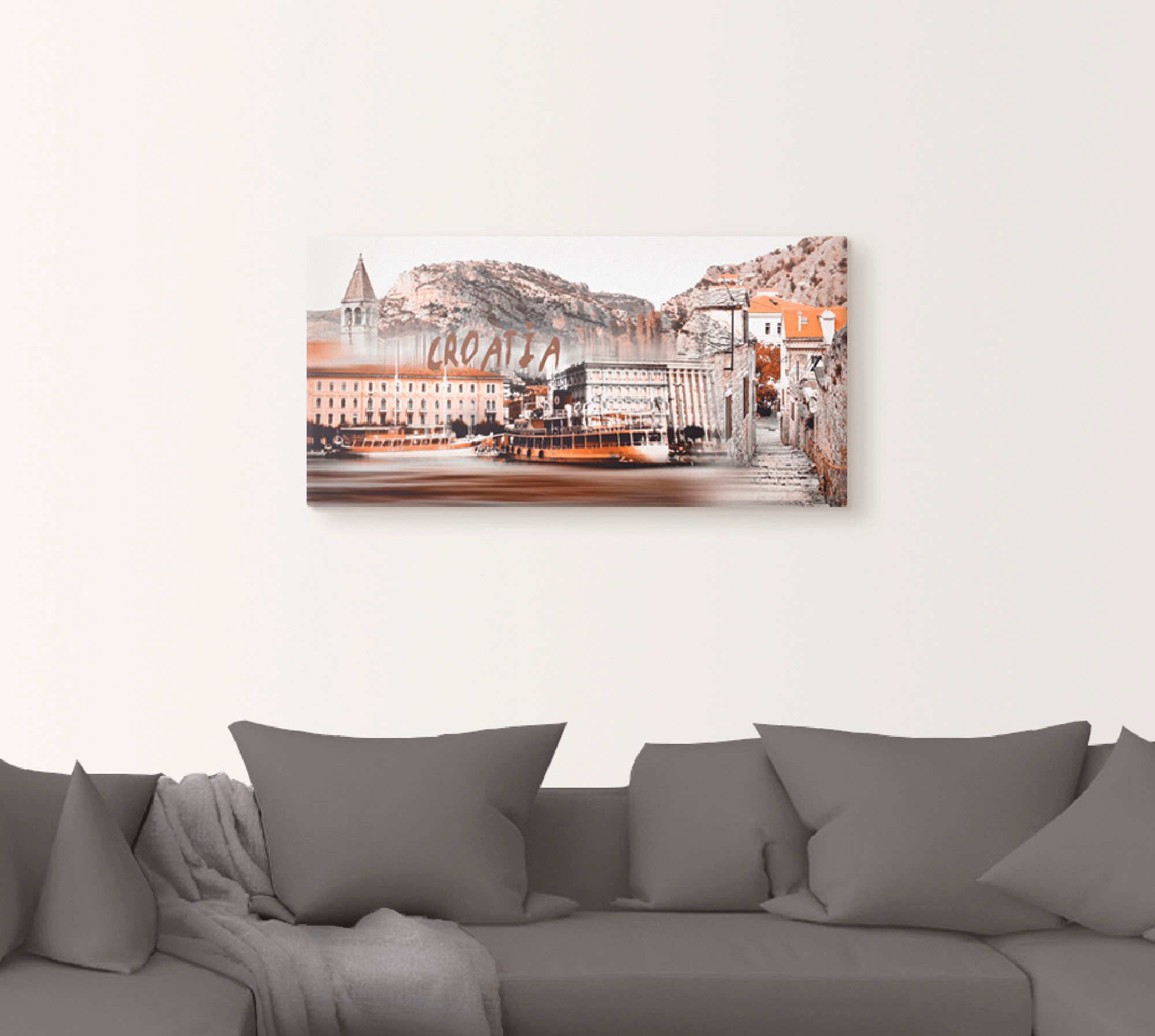 Artland Wandbild »Kroatien Skyline abstrakte Collage«, Kroatien, (1 St.), als Leinwandbild, Poster in verschied. Größen