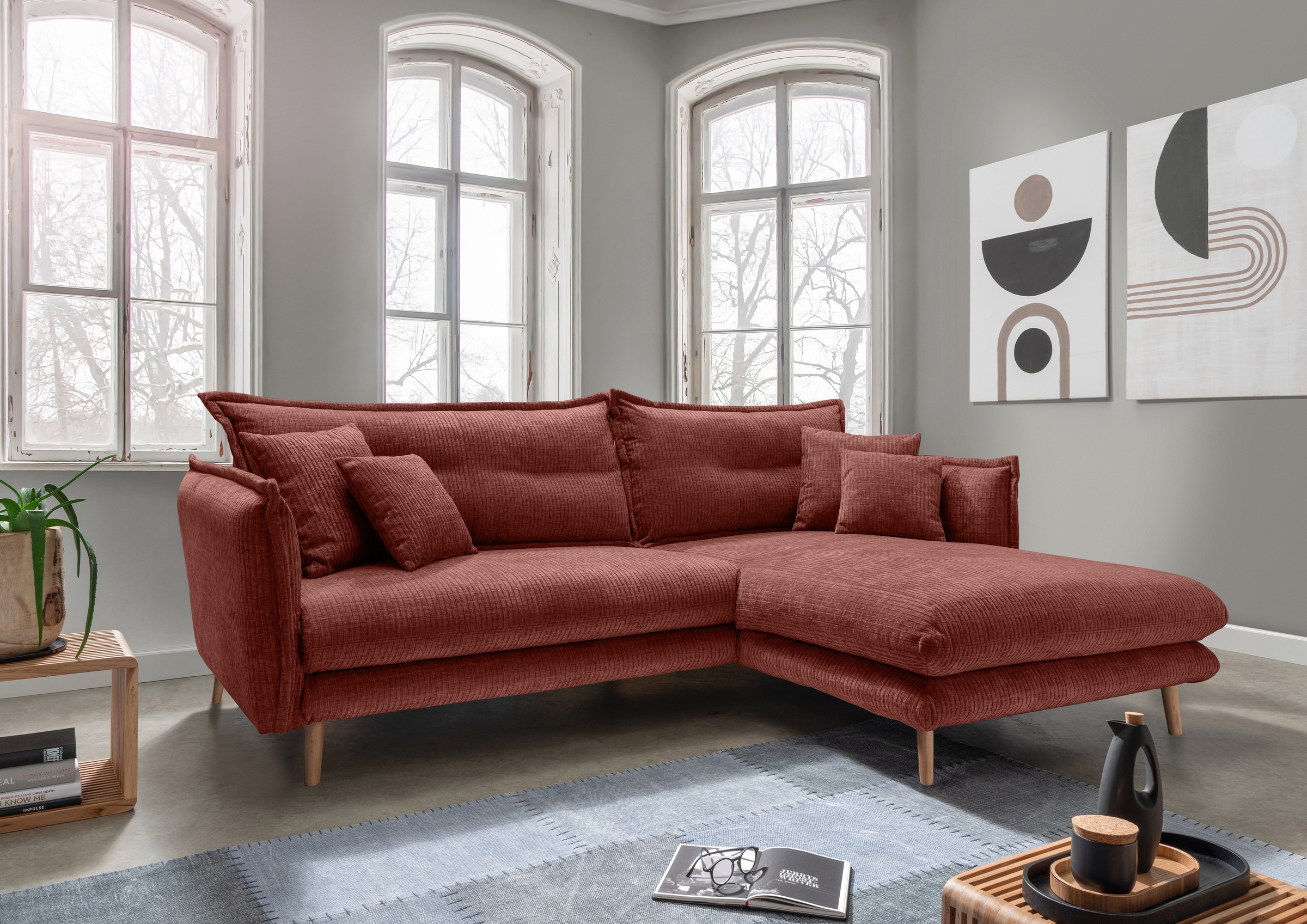 INOSIGN Ecksofa »Lazio modern und bequem, schmale Armlehnen, tolle Detailve günstig online kaufen