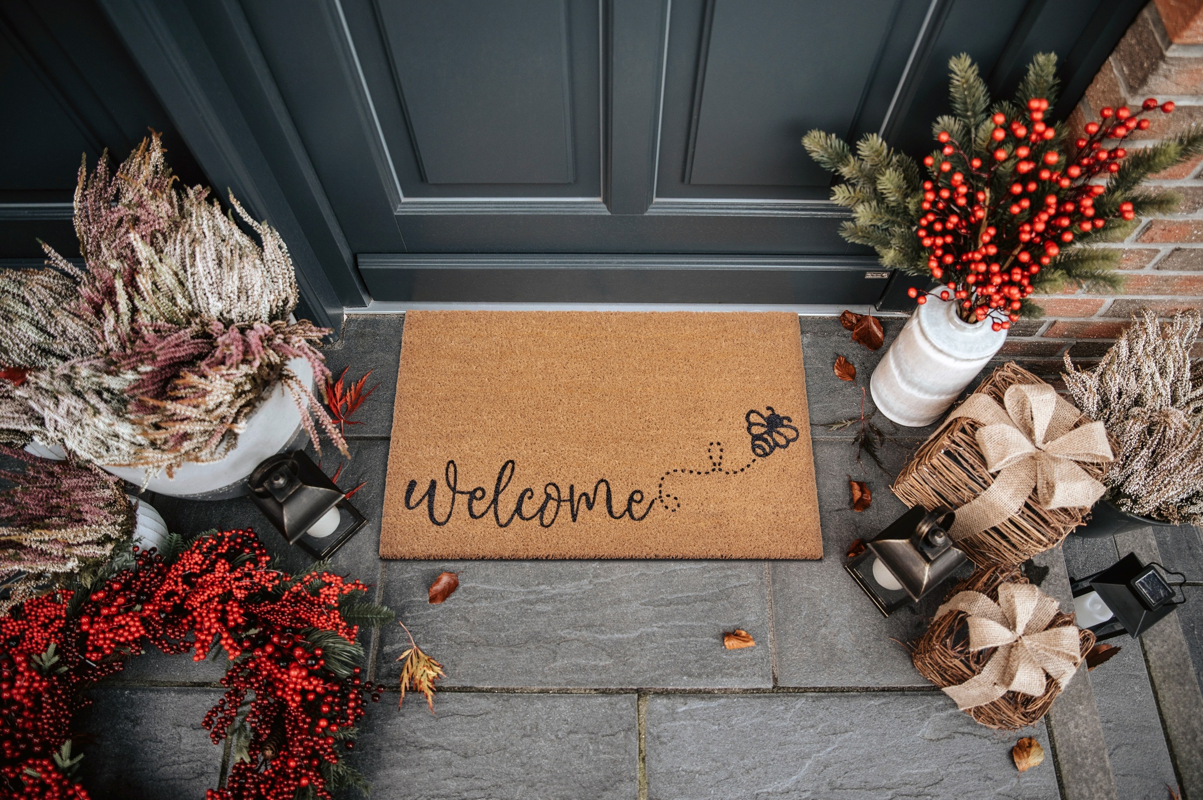 HANSE Home Fußmatte »Kokos Bee Welcome, Türmatte«, rechteckig, 15 mm Höhe, Kokos, Schmutzfangmatte, Outdoor, Rutschfest, Innen, Kokosmatte, Flur
