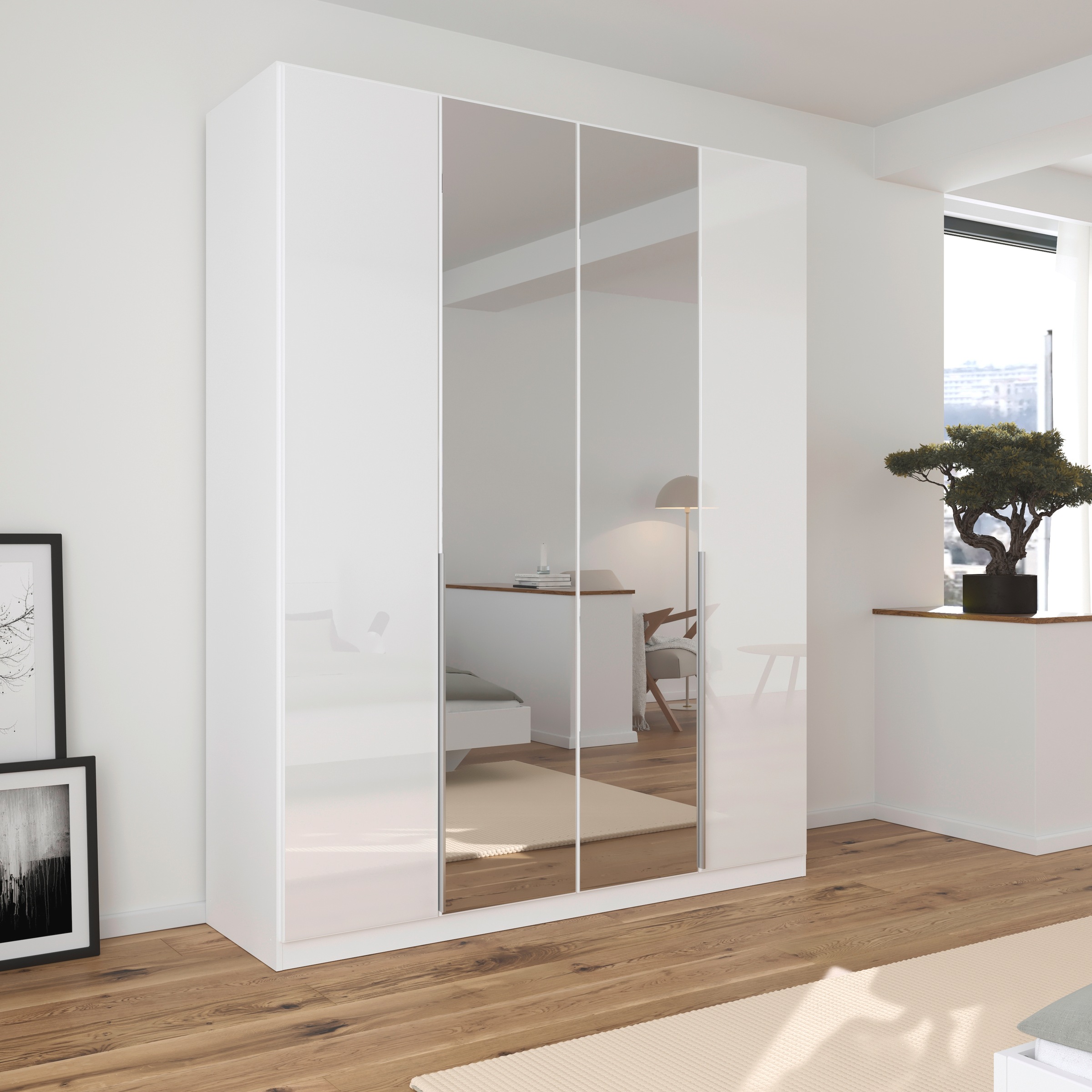 rauch Drehtürenschrank »Kleiderschrank Kleiderschränke Schrank Garderobe AGORDO mit Glasfront«, (in zwei Griff-Farben), durchdachte Innenausstattung, in 6 Breiten und 2 Höhen MADE IN GERMANY
