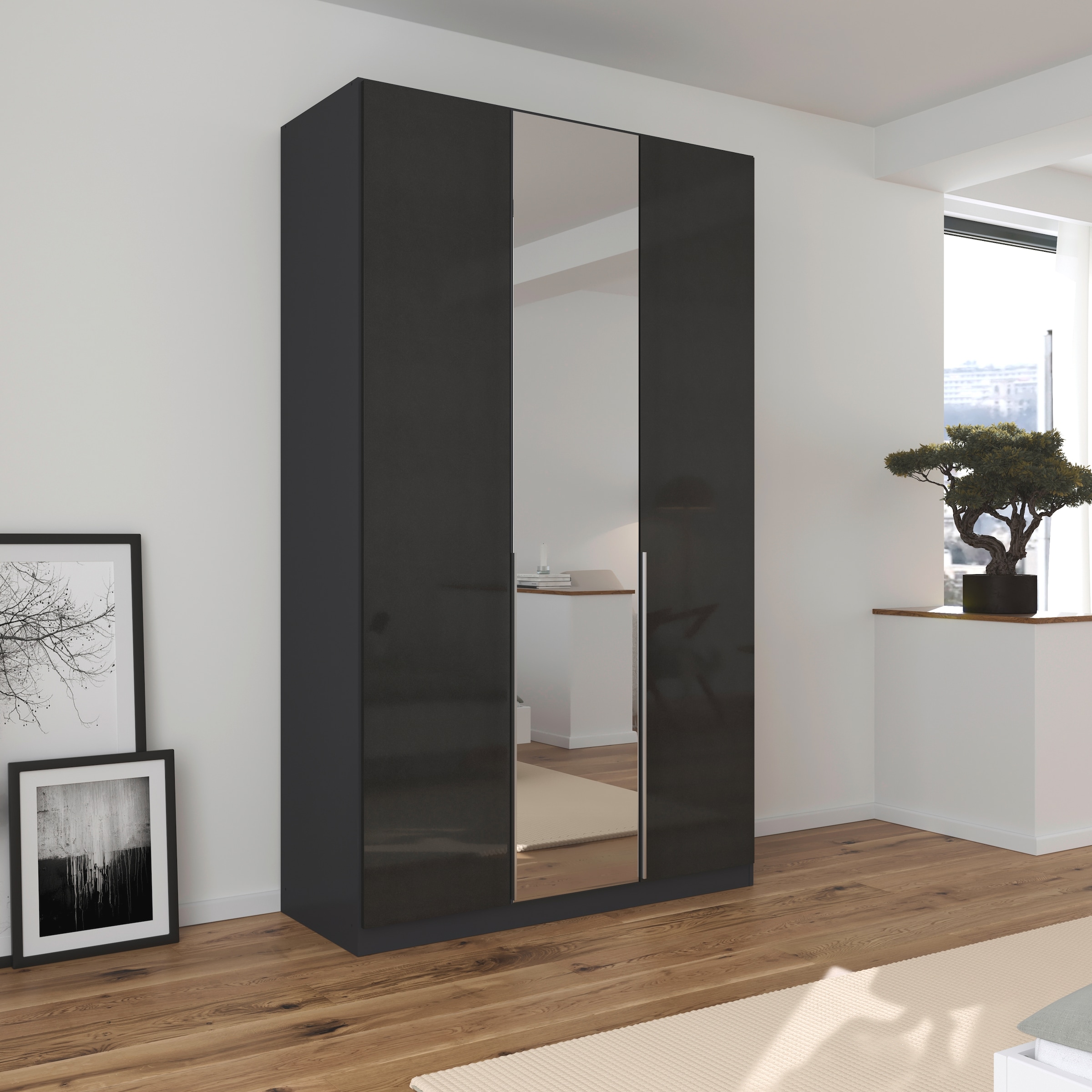 rauch Drehtürenschrank »Kleiderschrank Schrank Garderobe AGORDO mit Dekor- oder Hochglanzfront«, (in zwei Griff-Farben), durchdachte Innenausstattung, in 6 Breiten und 2 Höhen MADE IN GERMANY
