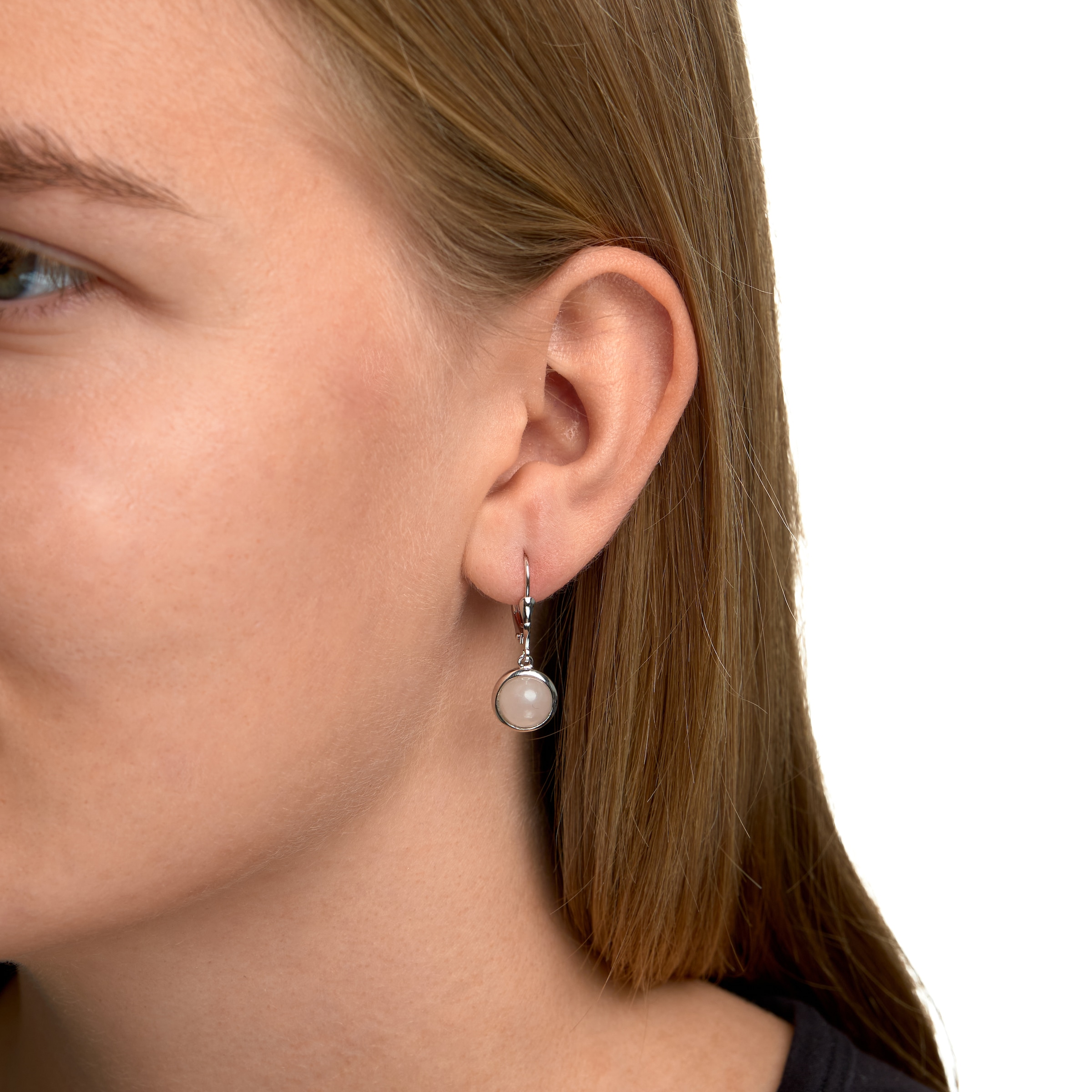 Zeeme Paar Ohrhänger »Silber 925 mit echtem Rosenquarz 8mm«