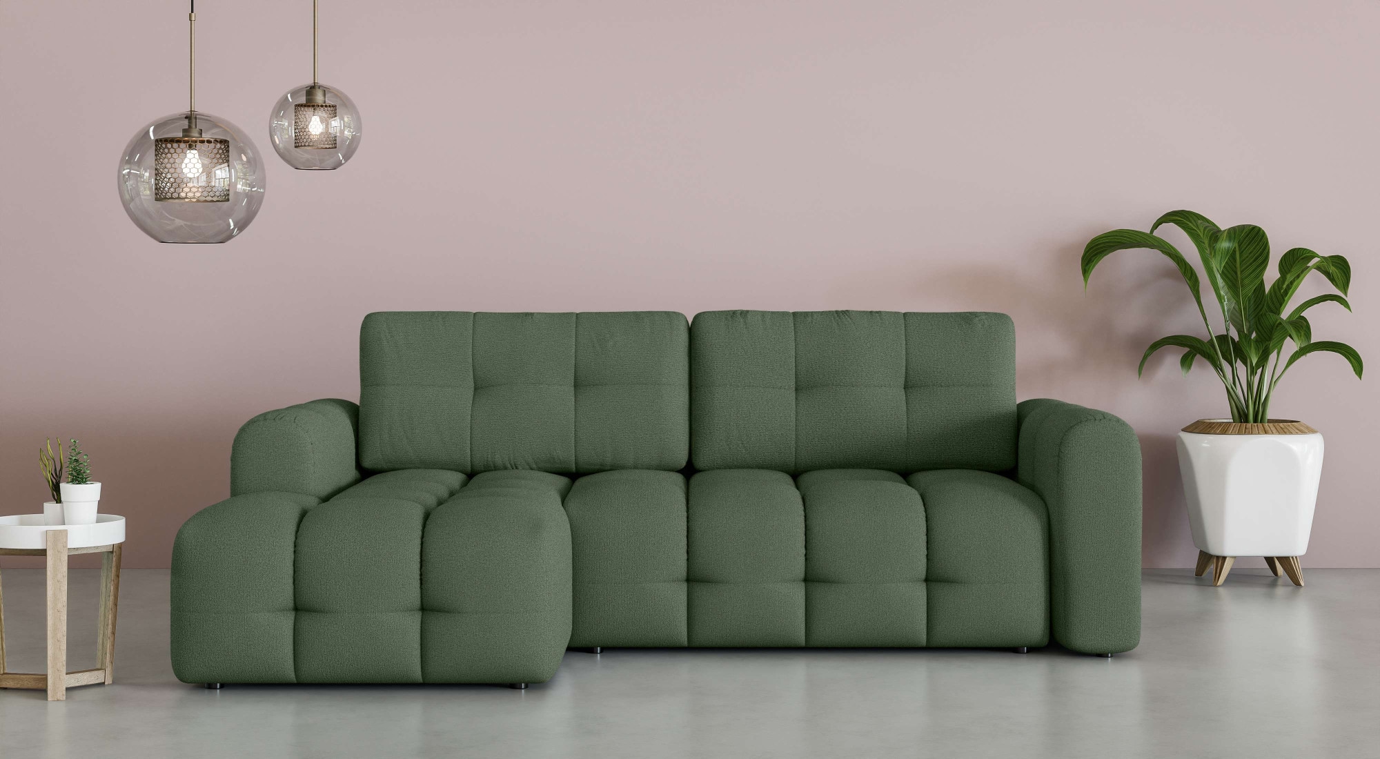 OTTO home Ecksofa »Manilla, wahlweise mit Bettfunktion, B/T/H 265/170/91 cm« L-Form mit Recamiere rechts/links bestellbar, Wellenunterfederung