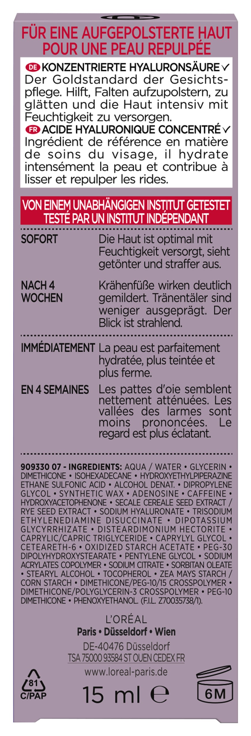 L'ORÉAL PARIS Augencreme »REVITALIFT FILLER AUGENPFLEGE« mit Hyaloronsäure